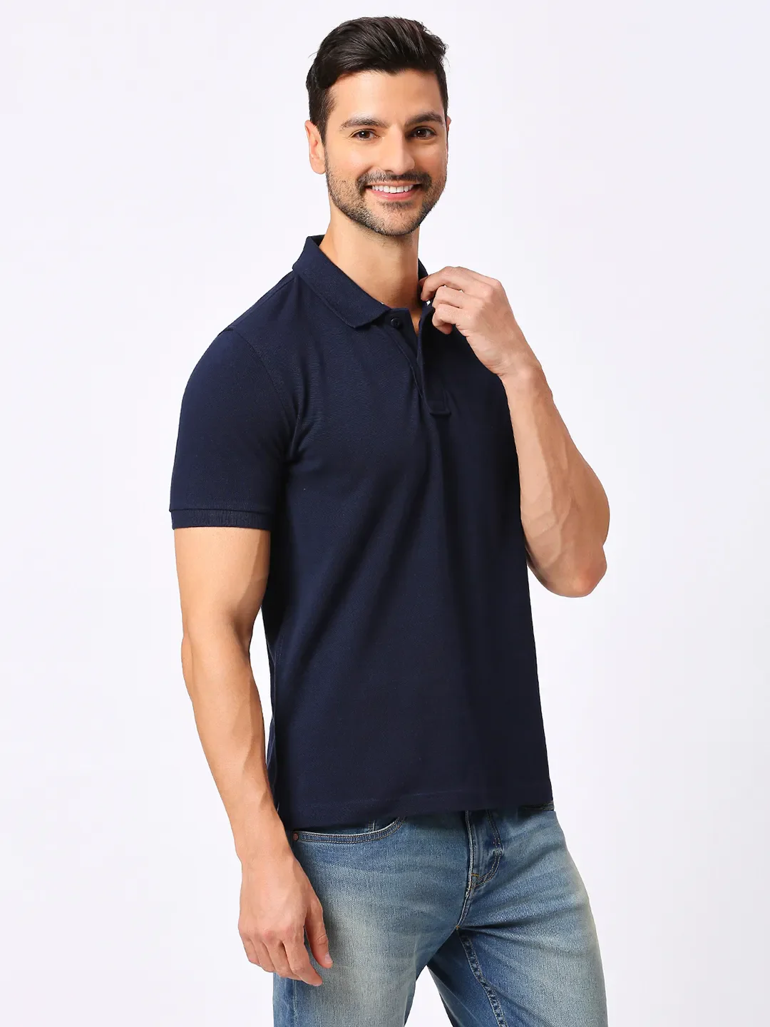 Blue Regular Fit Men's Polo T-Shirt by Being Human Clothing - Image 3
