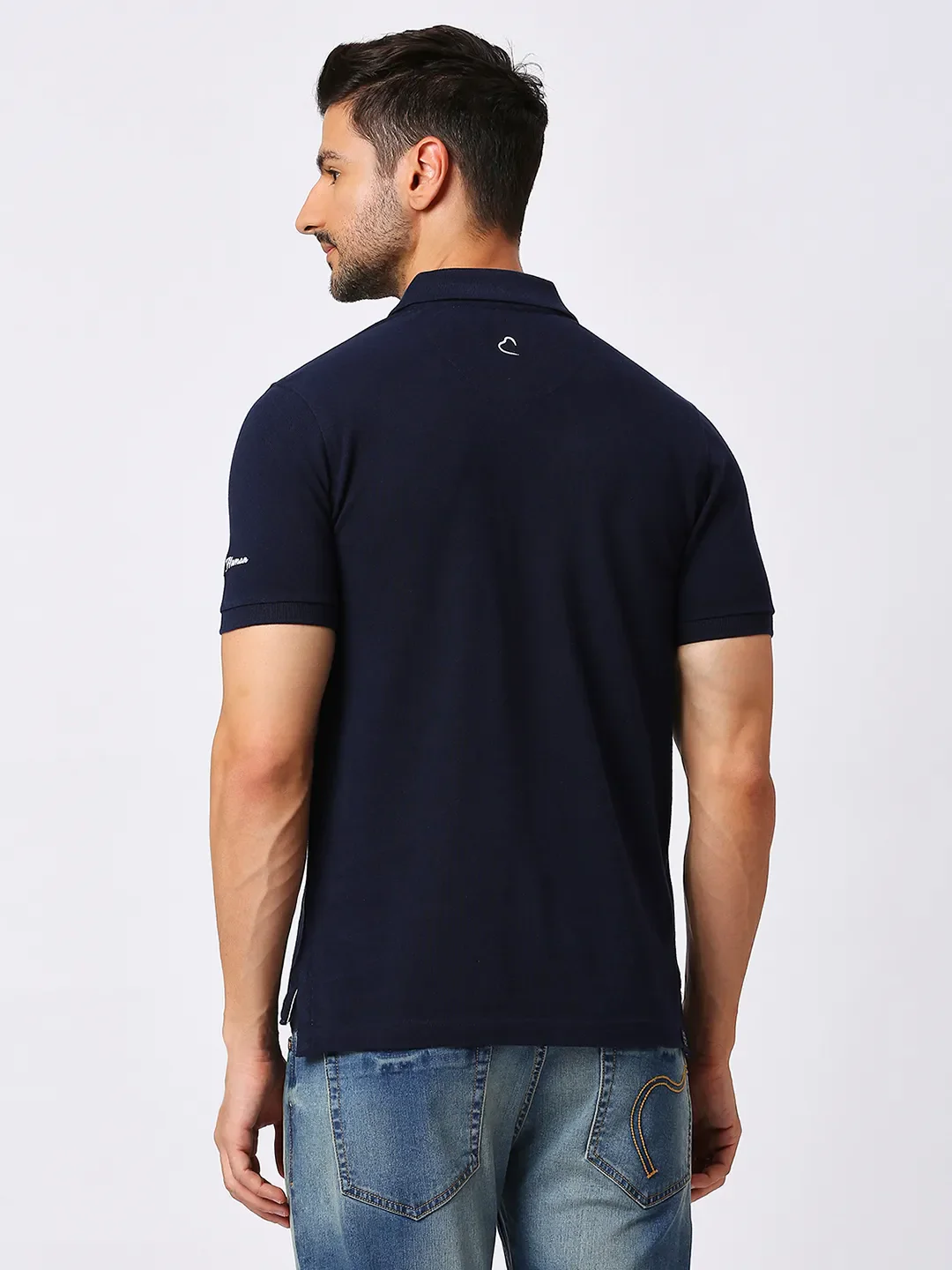 Blue Regular Fit Men's Polo T-Shirt by Being Human Clothing - Image 4