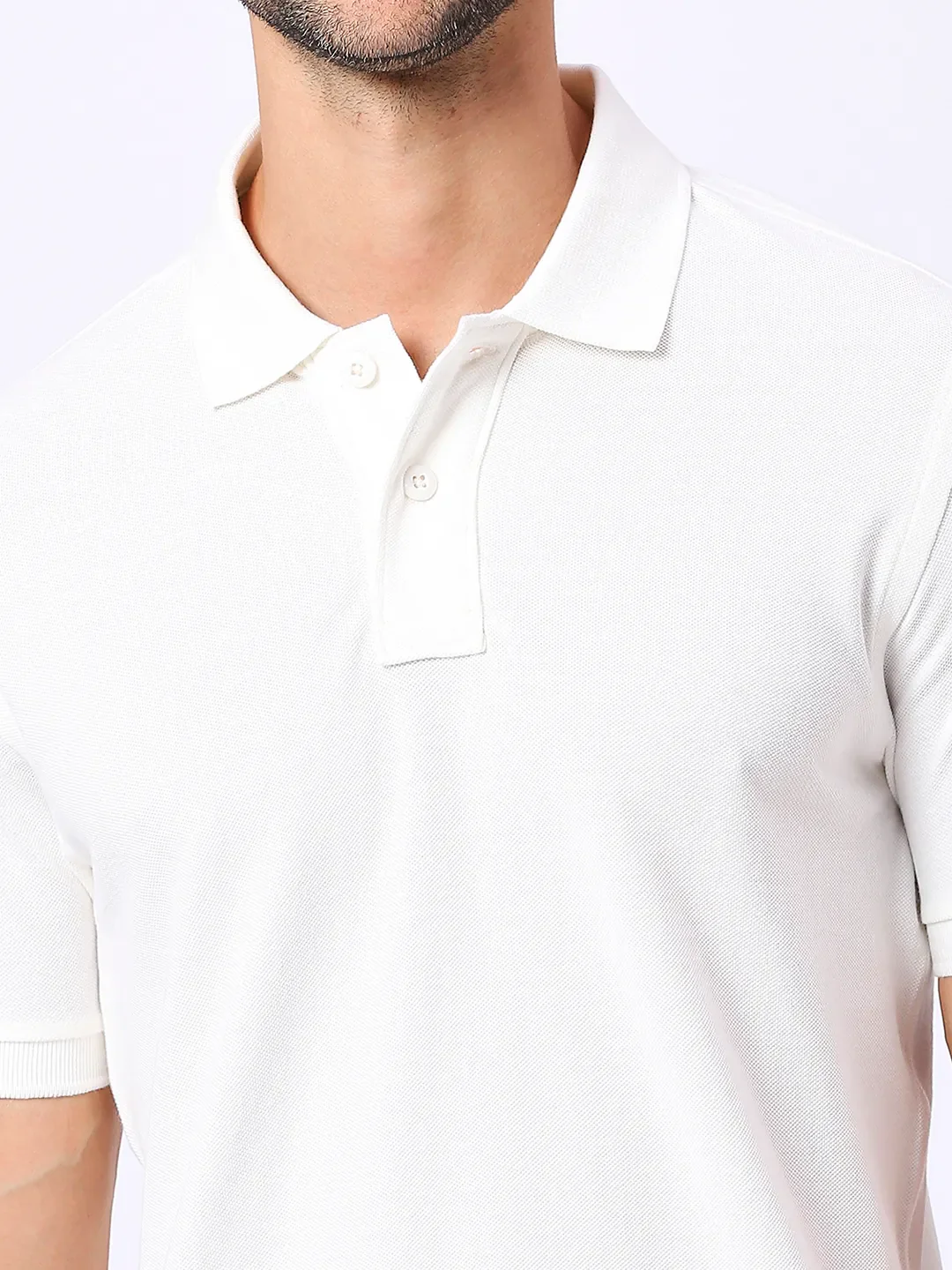White Regular Fit Men's Polo T-Shirt by Being Human Clothing - Image 5