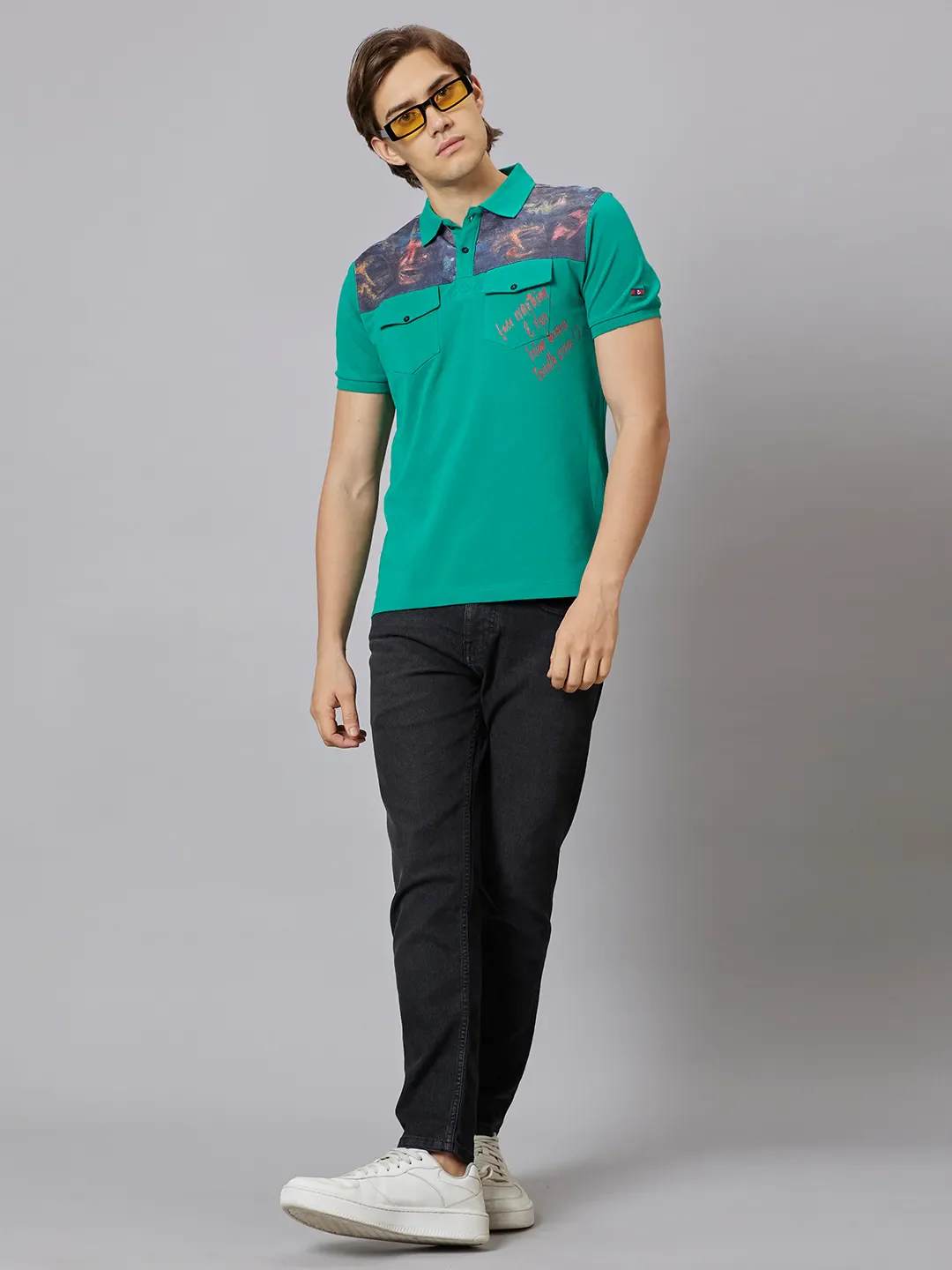 Green Regular Fit Men's Polo T-Shirt by Being Human Clothing - Image 6