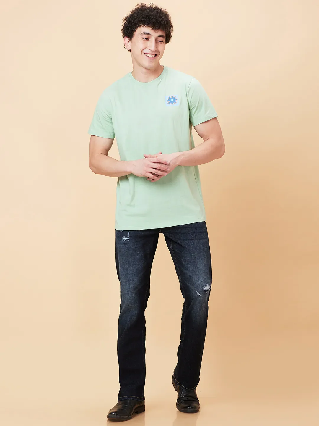 Green Foam Semi Fit Round Neck Men's T-Shirt by Being Human Clothing - Image 2