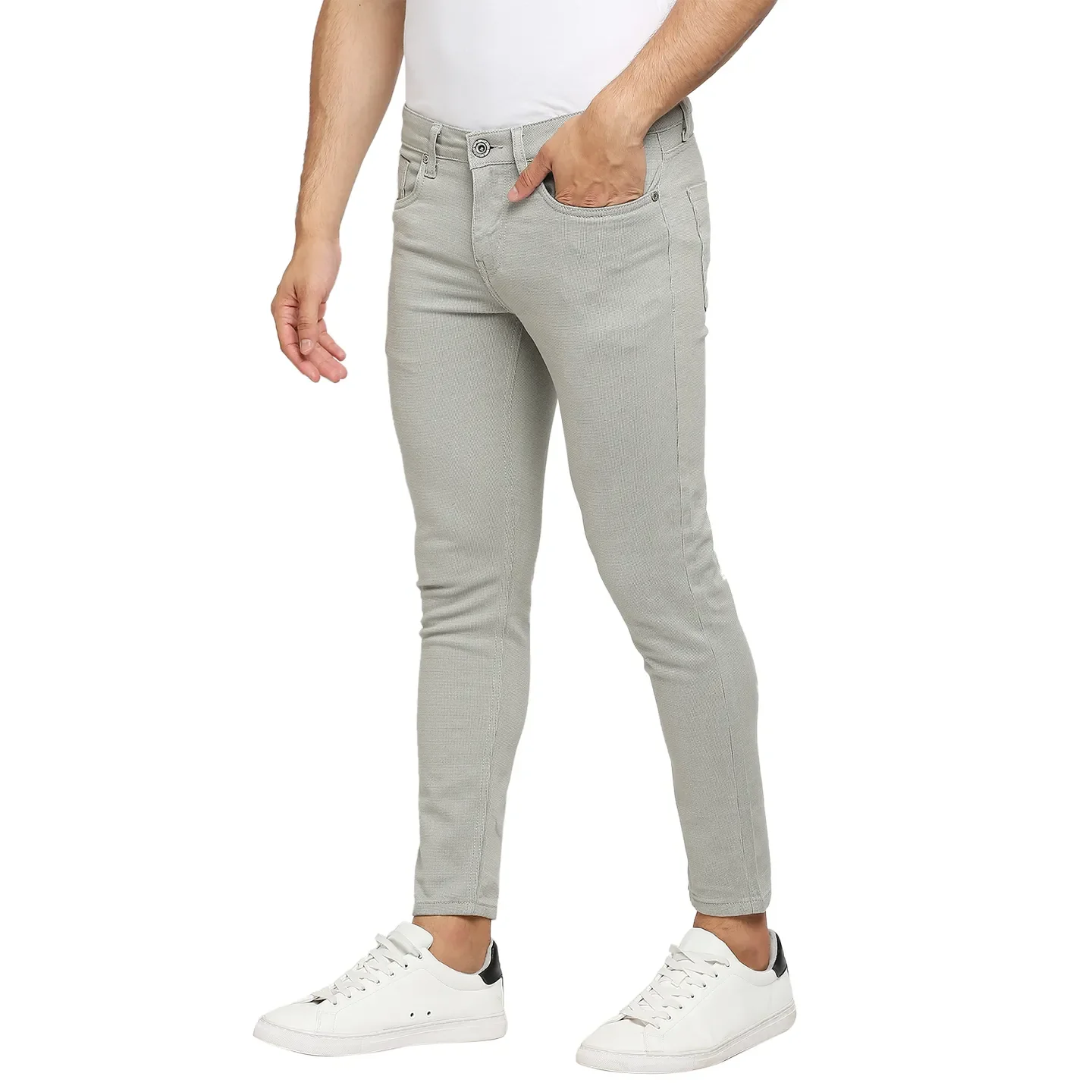 Green Skinny Cropped Fit Men's Chinos by Being Human Clothing - Image 2