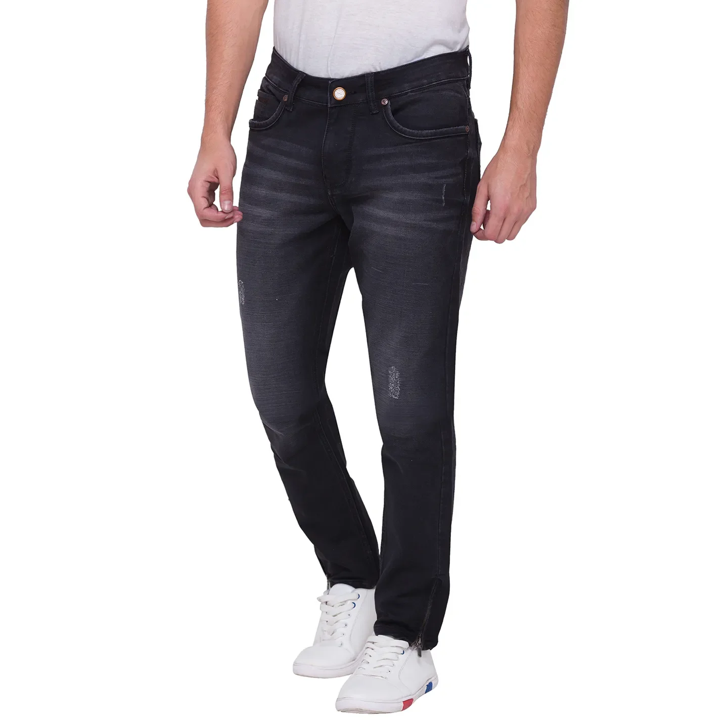 Black Skinny Cropped Fit Men's Denims by Being Human Clothing - Image 2