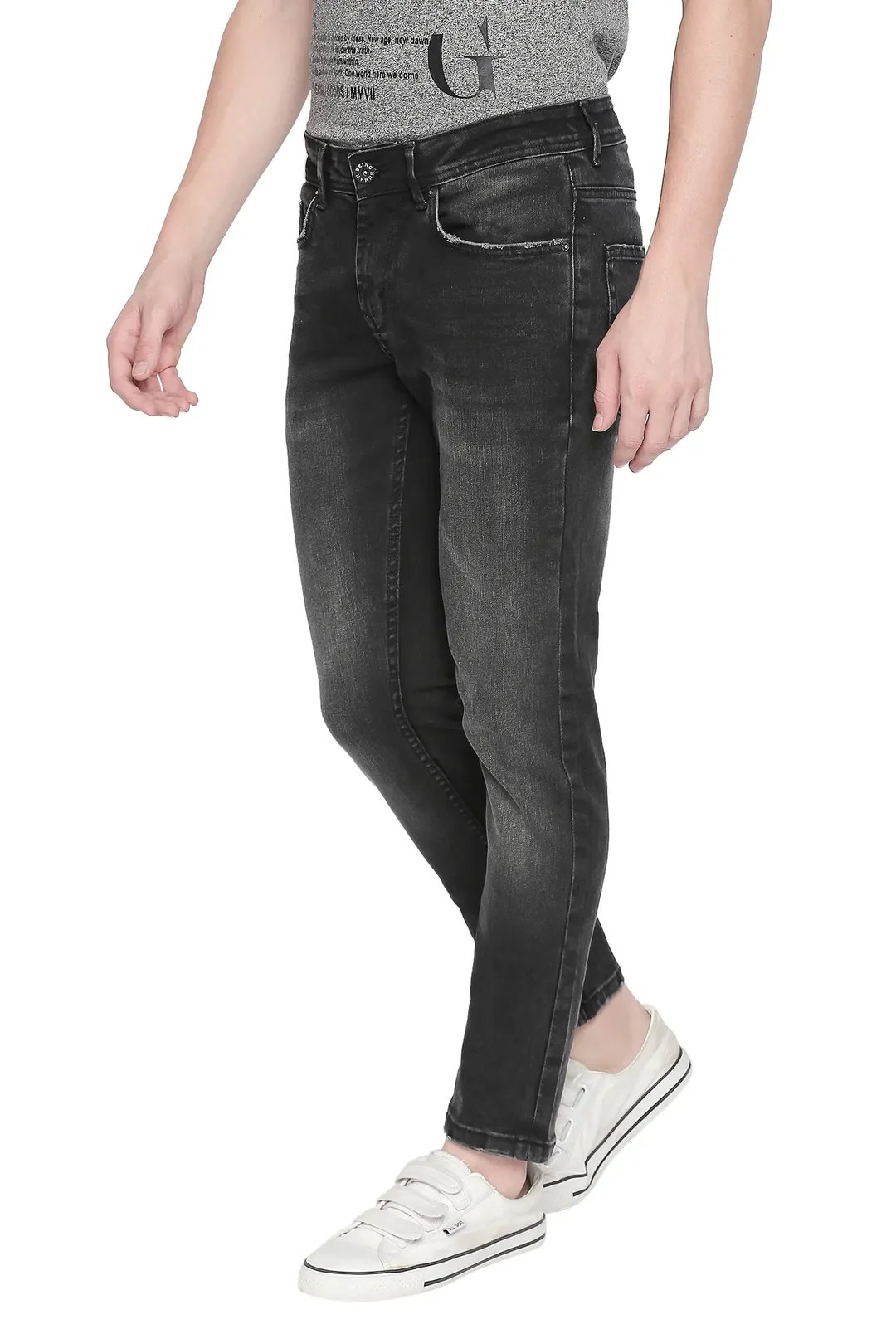 Black Skinny Cropped Fit Men's Denims by Being Human Clothing - Image 3