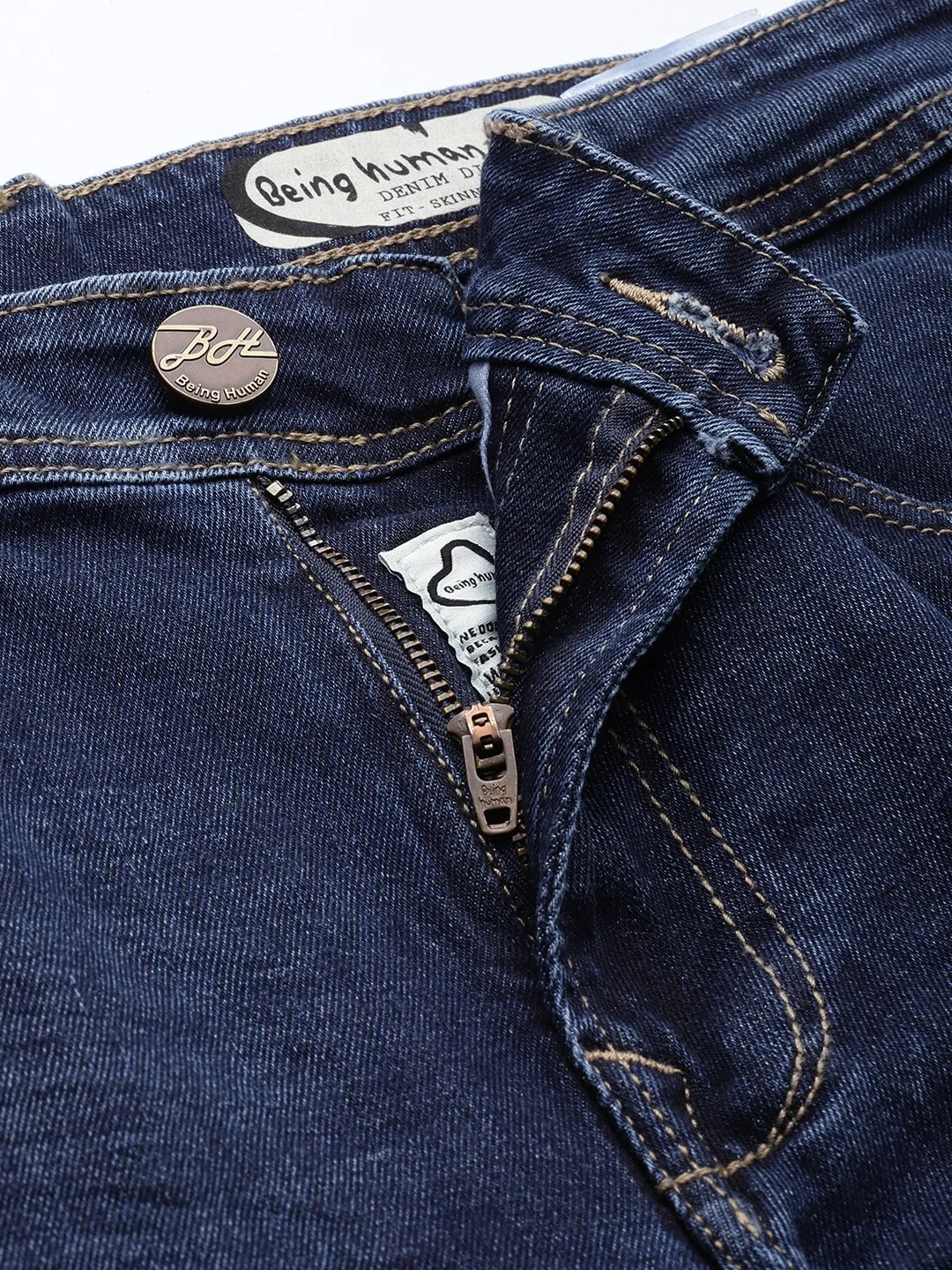 Blue Skinny Cropped Fit Men's Denims by Being Human Clothing - Image 4