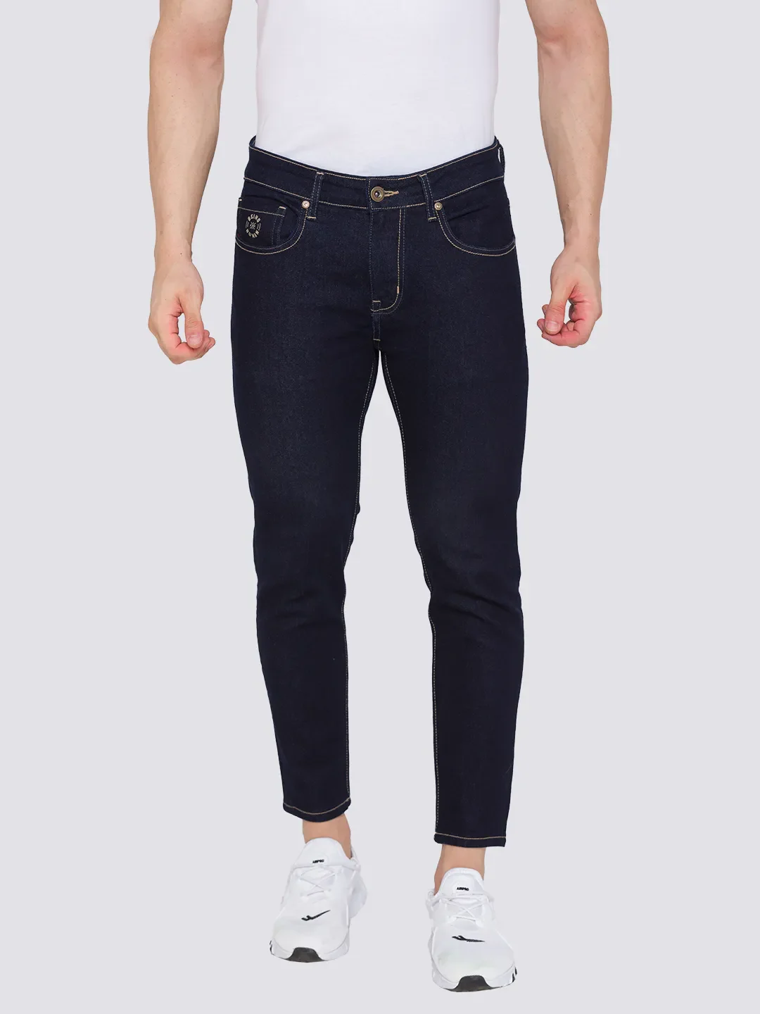Blue Skinny Cropped Fit Men's Denims by Being Human Clothing