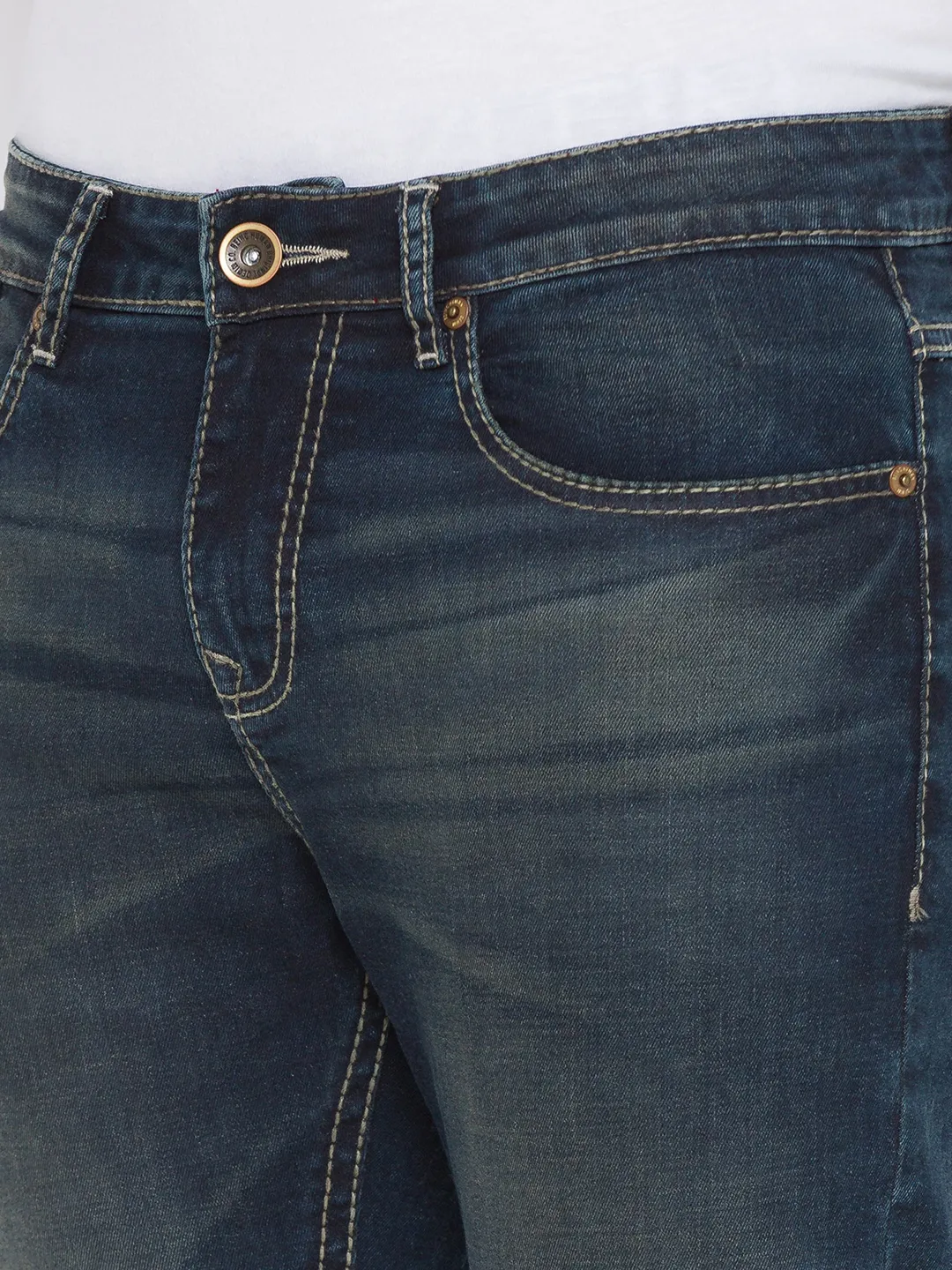 Blue Skinny Cropped Fit Men's Denims by Being Human Clothing - Image 5