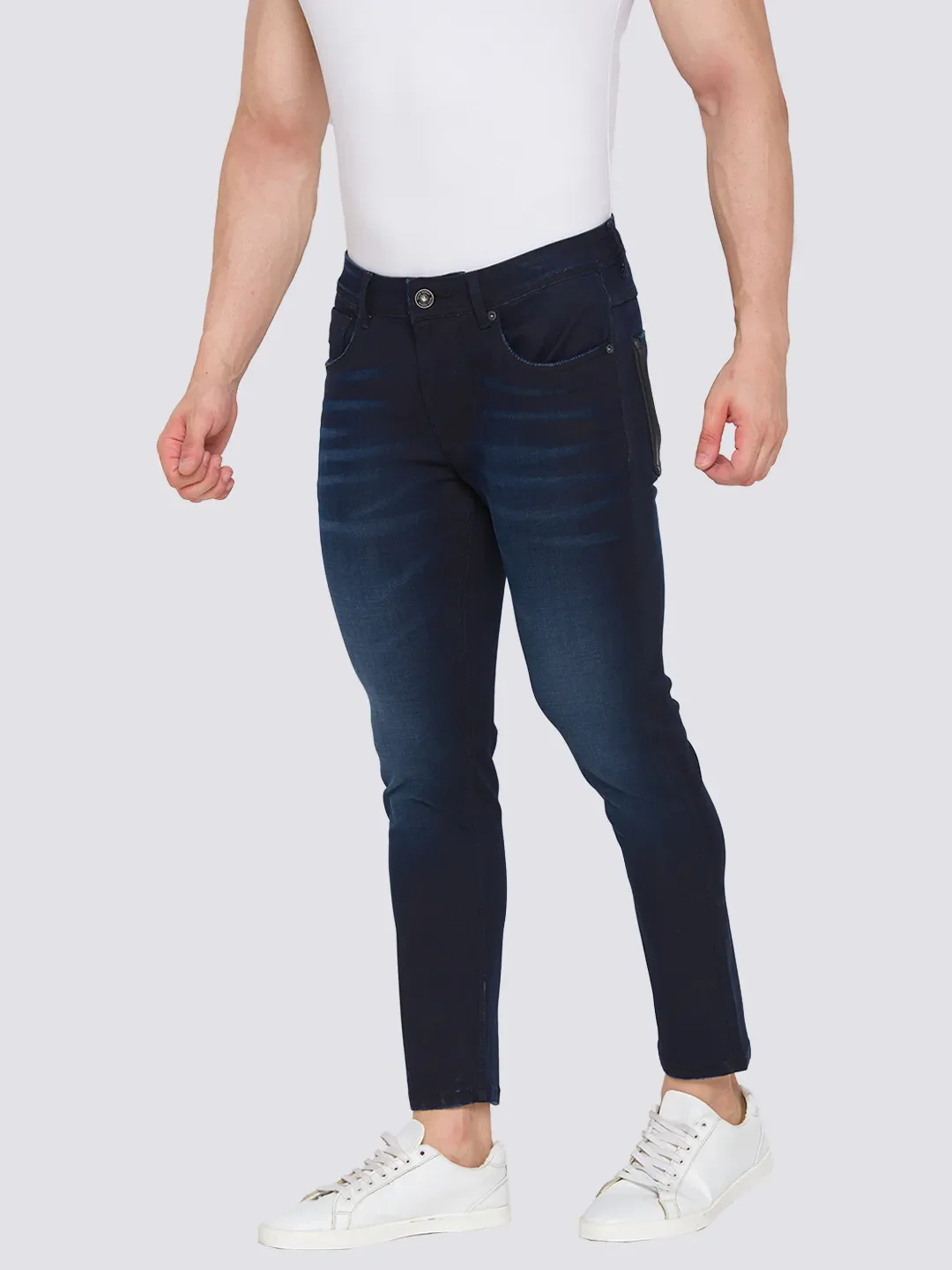 Blue Skinny Cropped Fit Men's Denims by Being Human Clothing - Image 2