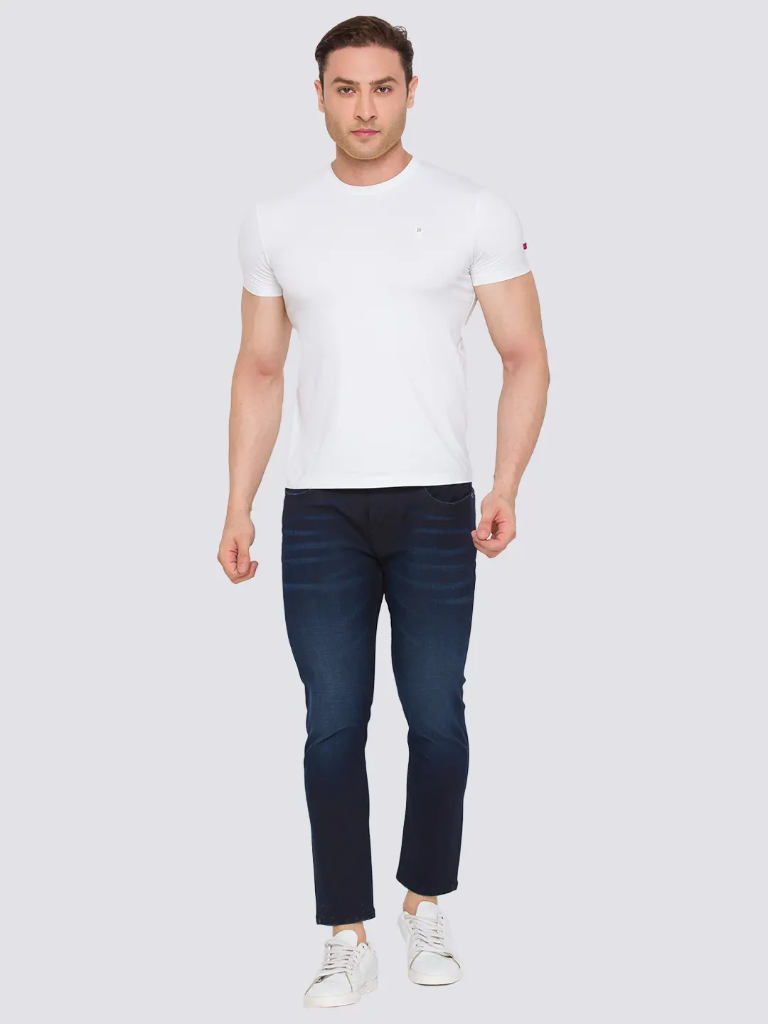 Blue Skinny Cropped Fit Men's Denims by Being Human Clothing - Image 5