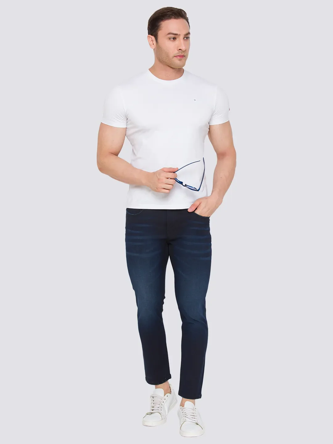 Blue Skinny Cropped Fit Men's Denims by Being Human Clothing - Image 6