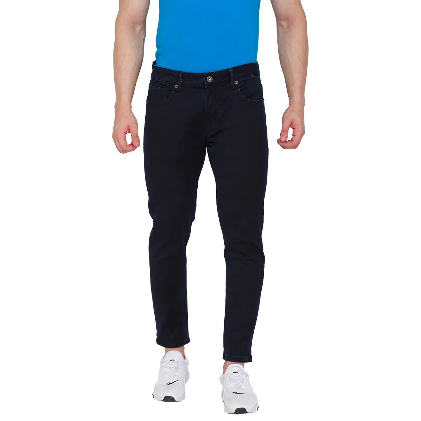 Blue Skinny Cropped Fit Men's Denims by Being Human Clothing