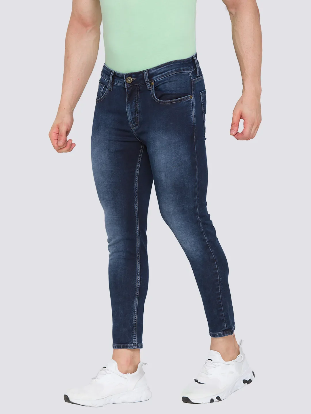 Blue Skinny Cropped Fit Men's Denims by Being Human Clothing - Image 2