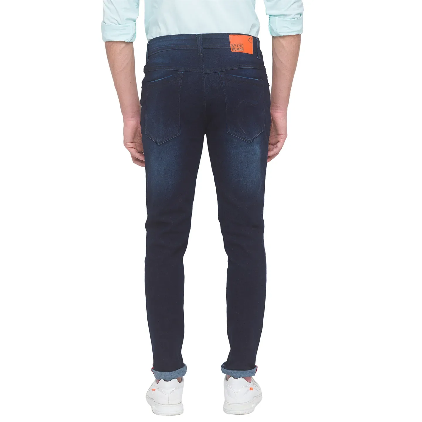 Dark Blue Skinny Cropped Fit Denims For Men By Being Human Clothing - Image 2