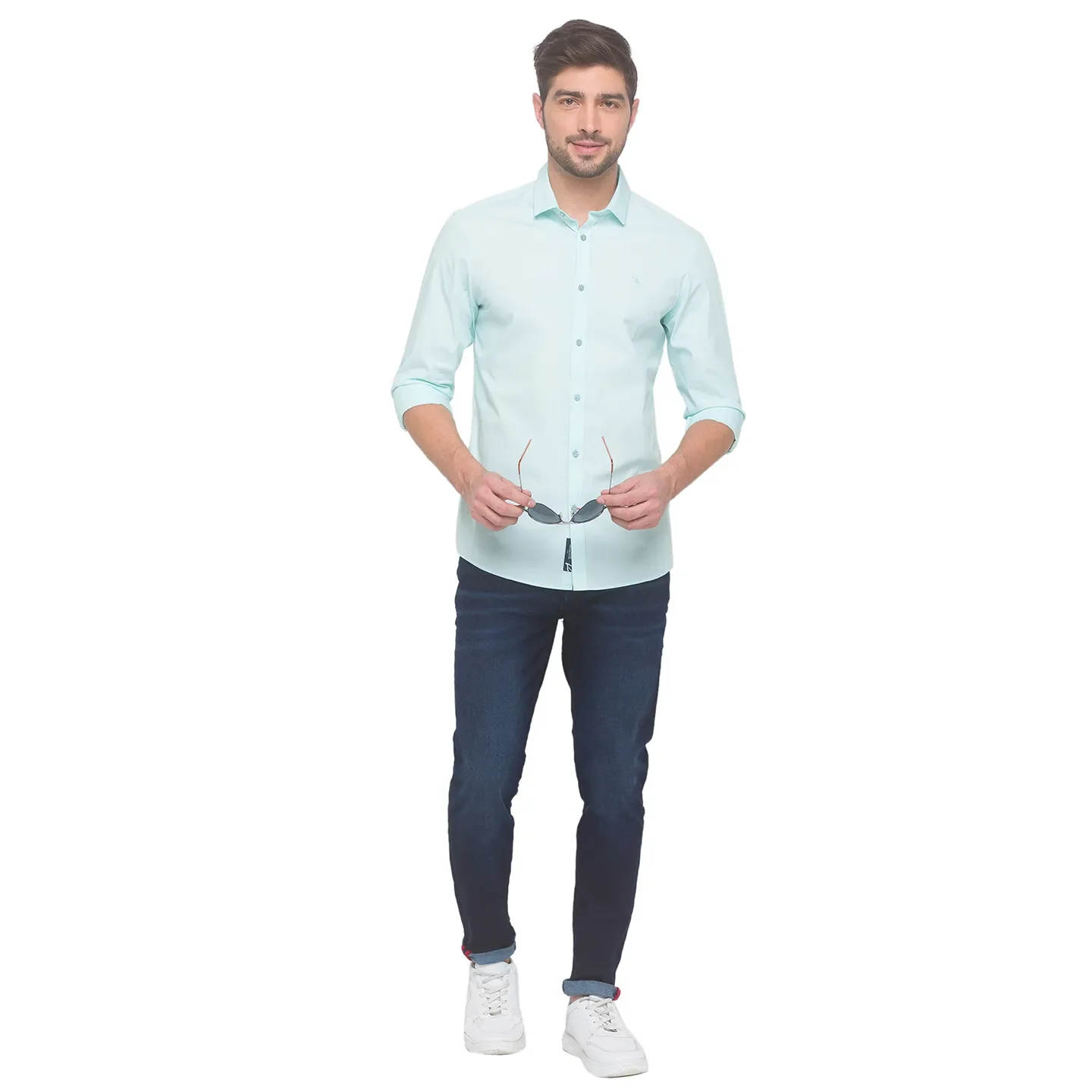 Dark Blue Skinny Cropped Fit Denims For Men By Being Human Clothing - Image 5