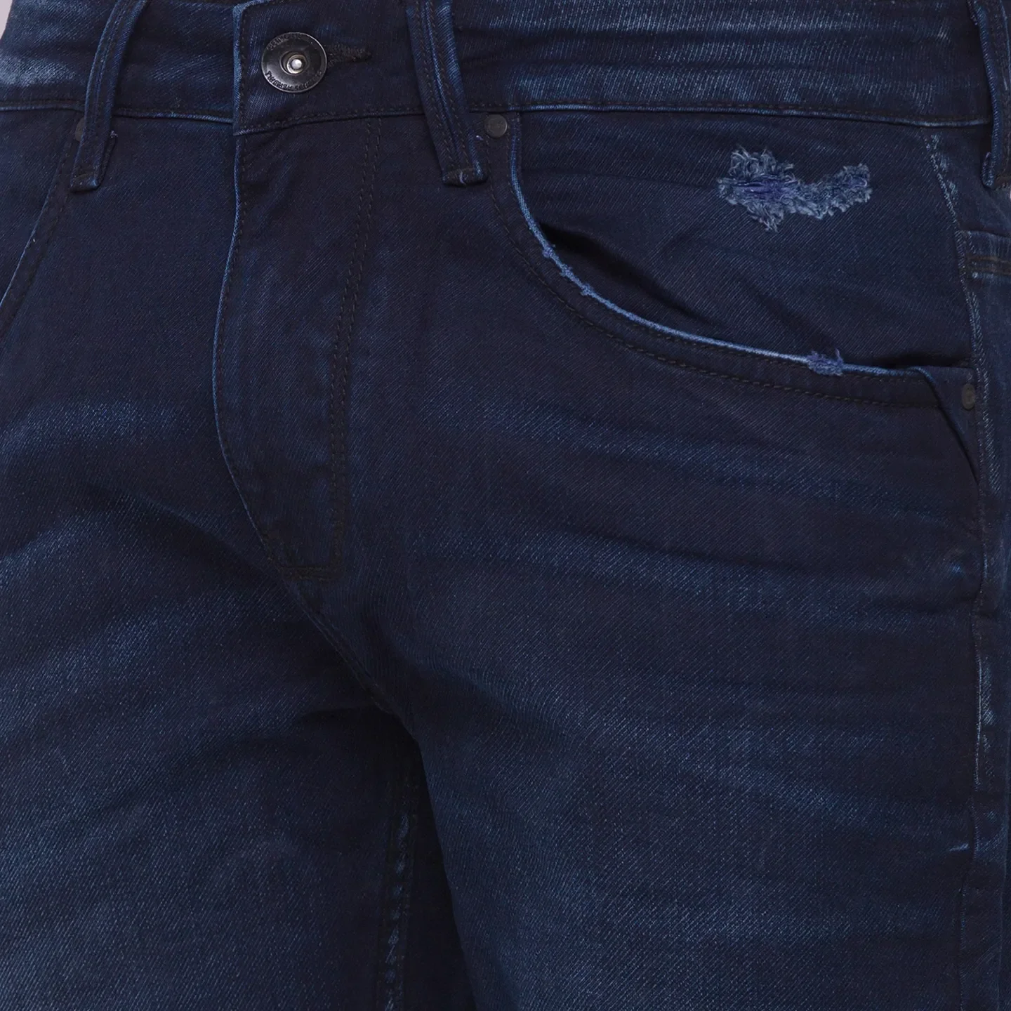 Dark Blue Skinny Cropped Fit Denims For Men By Being Human Clothing - Image 2