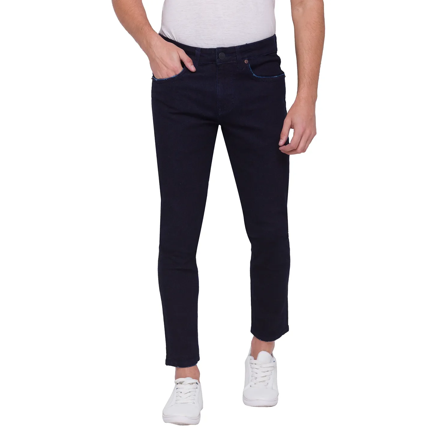 Blue Skinny Cropped Fit Men's Denims by Being Human Clothing