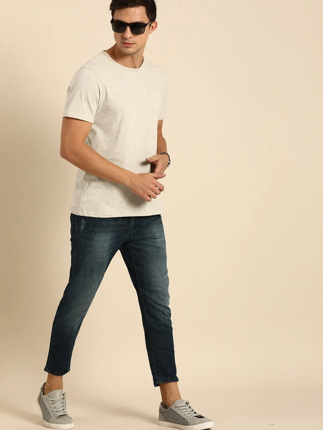 Blue Skinny Cropped Fit Men's Denims by Being Human Clothing - Image 5
