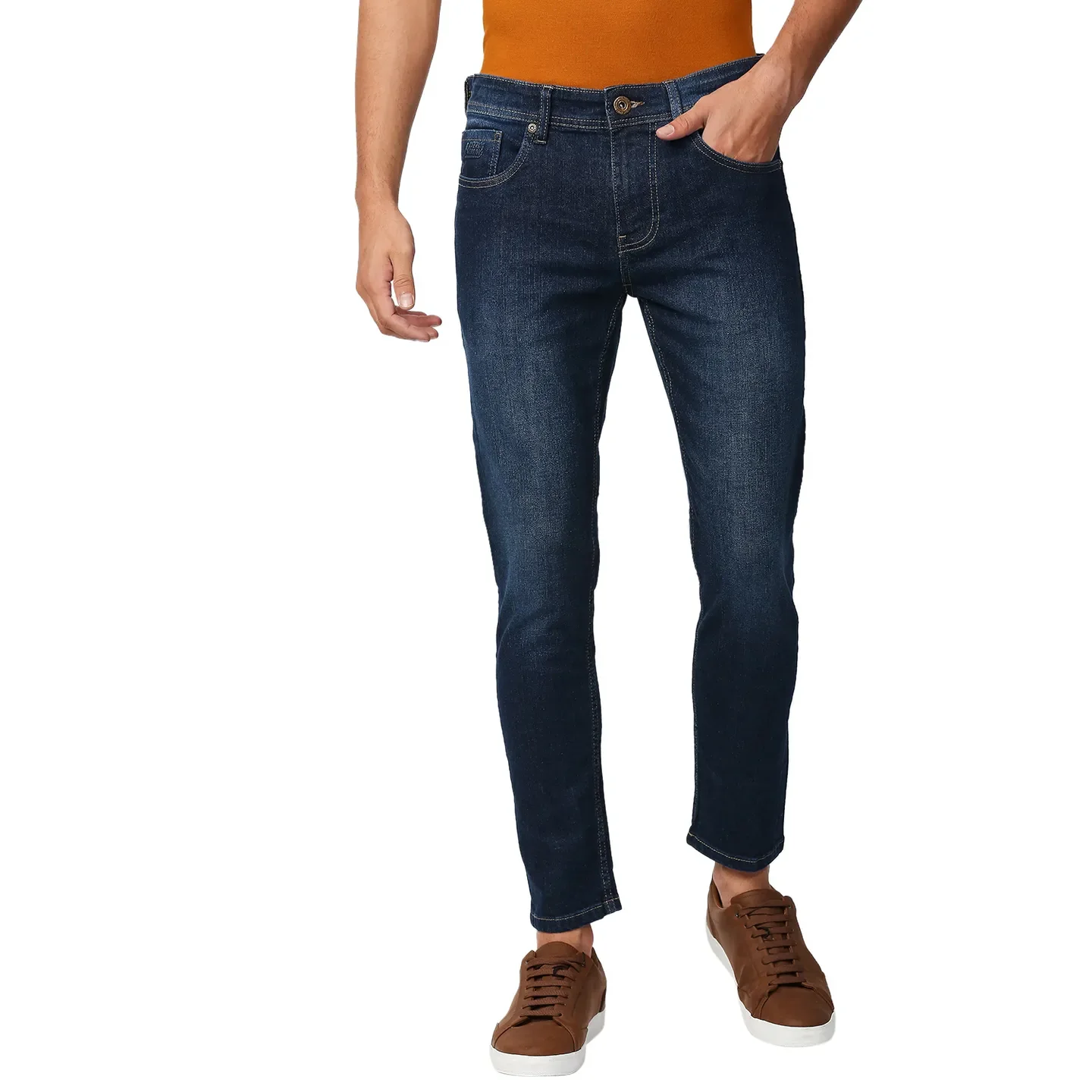 Blue Skinny Cropped Fit Men's Denims by Being Human Clothing