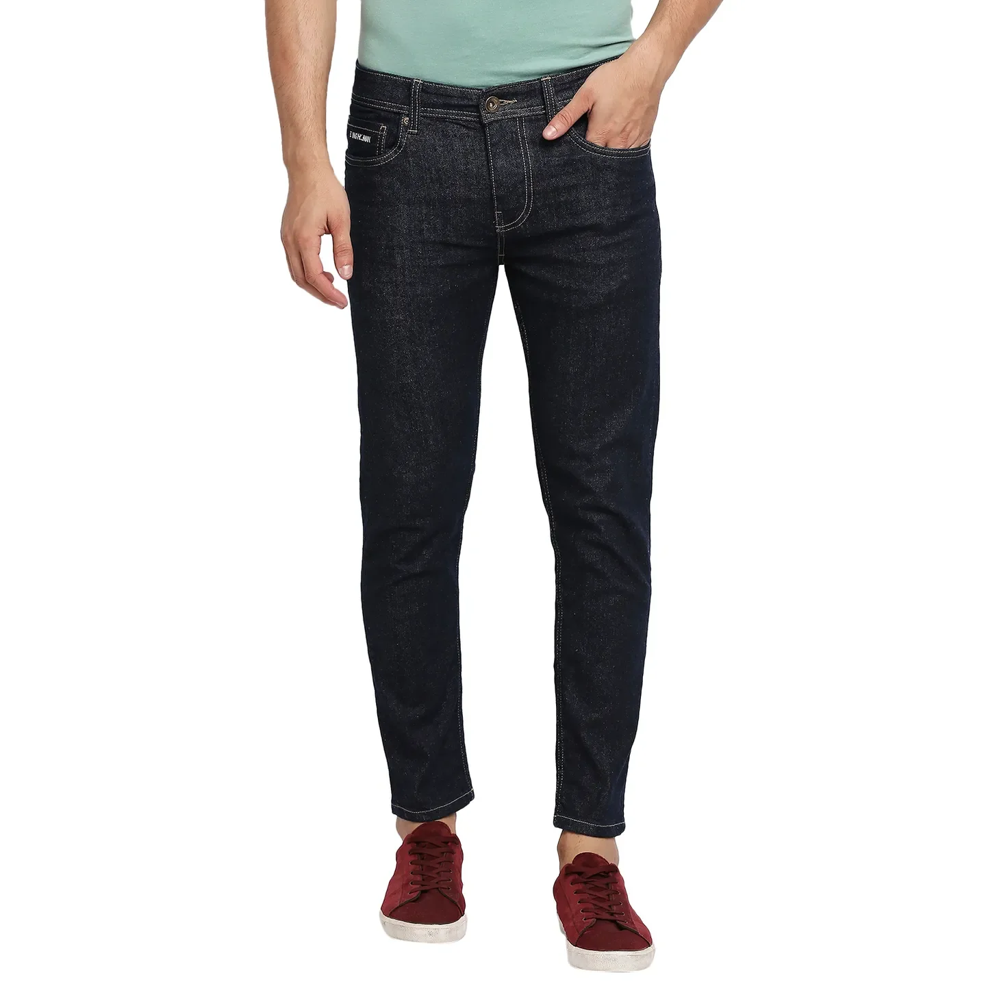 Blue Skinny Cropped Fit Men's Denims by Being Human Clothing