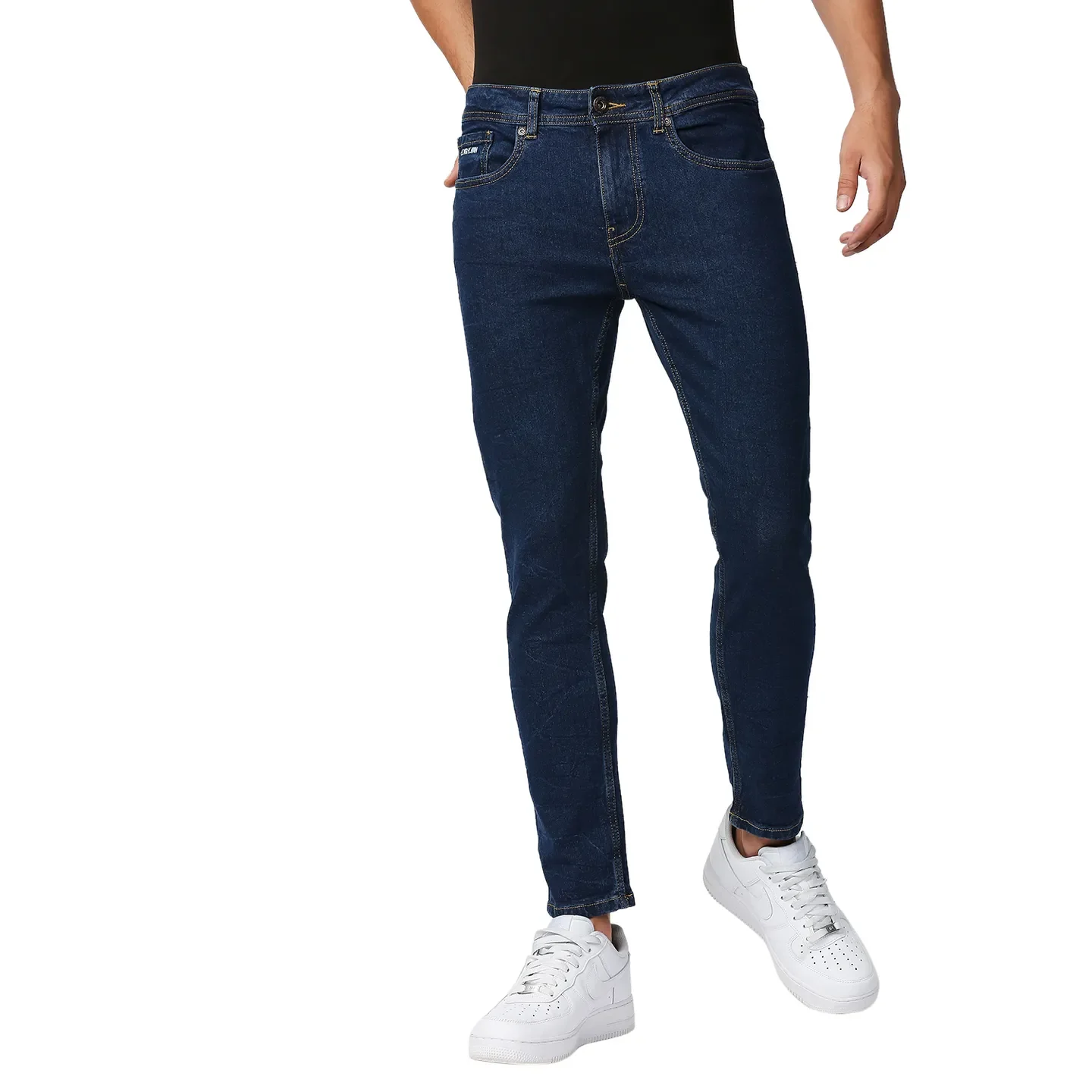Blue Skinny Cropped Fit Men's Denims by Being Human Clothing