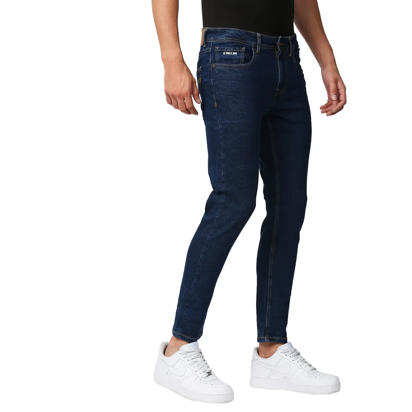 Blue Skinny Cropped Fit Men's Denims by Being Human Clothing - Image 3