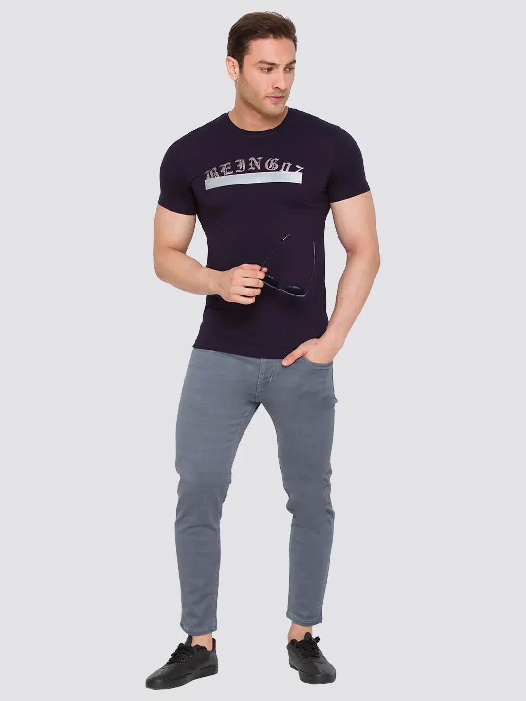 Grey Skinny Cropped Fit Men's Denims by Being Human Clothing - Image 6