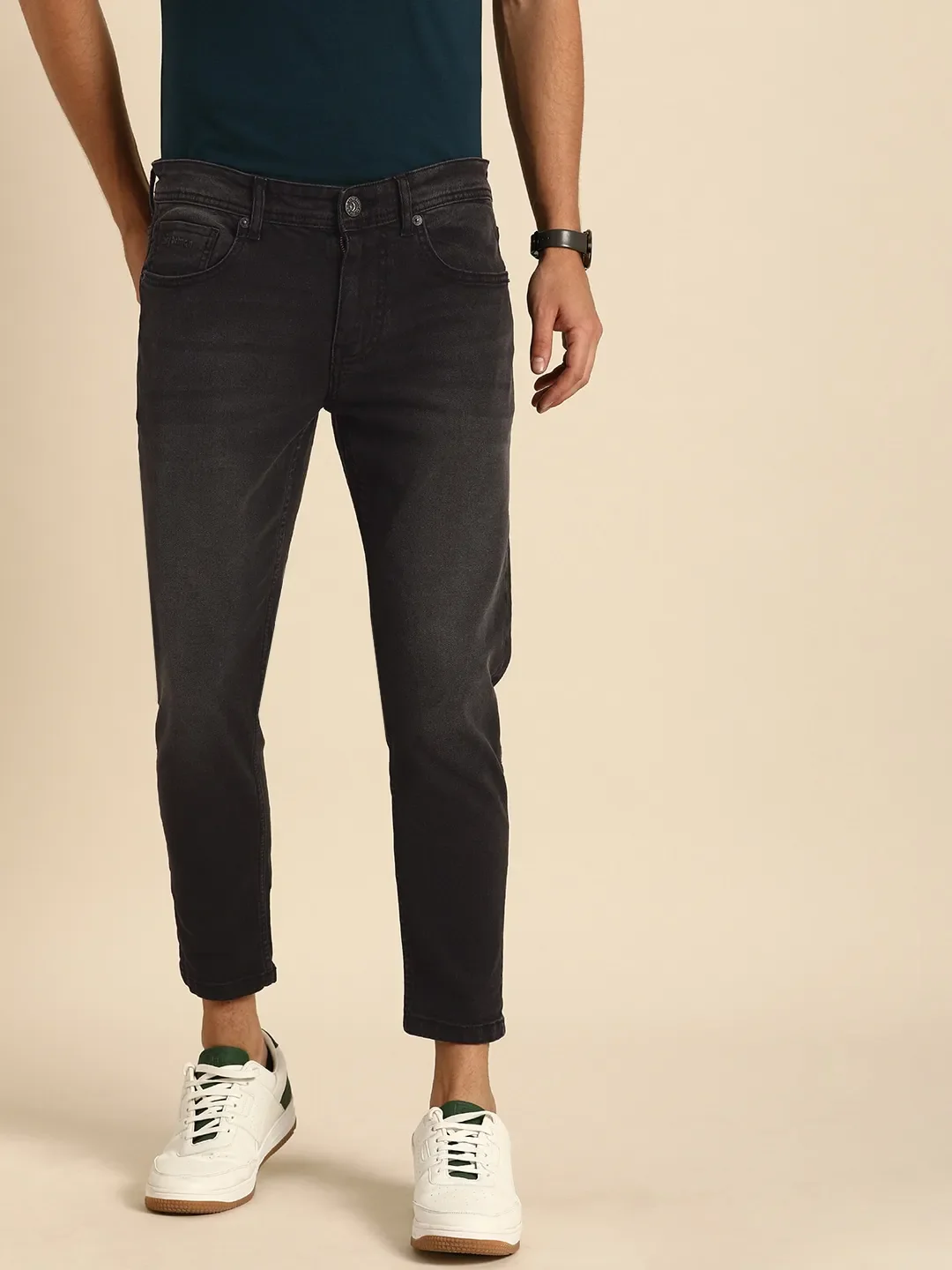 Grey Skinny Cropped Fit Men's Denims by Being Human Clothing