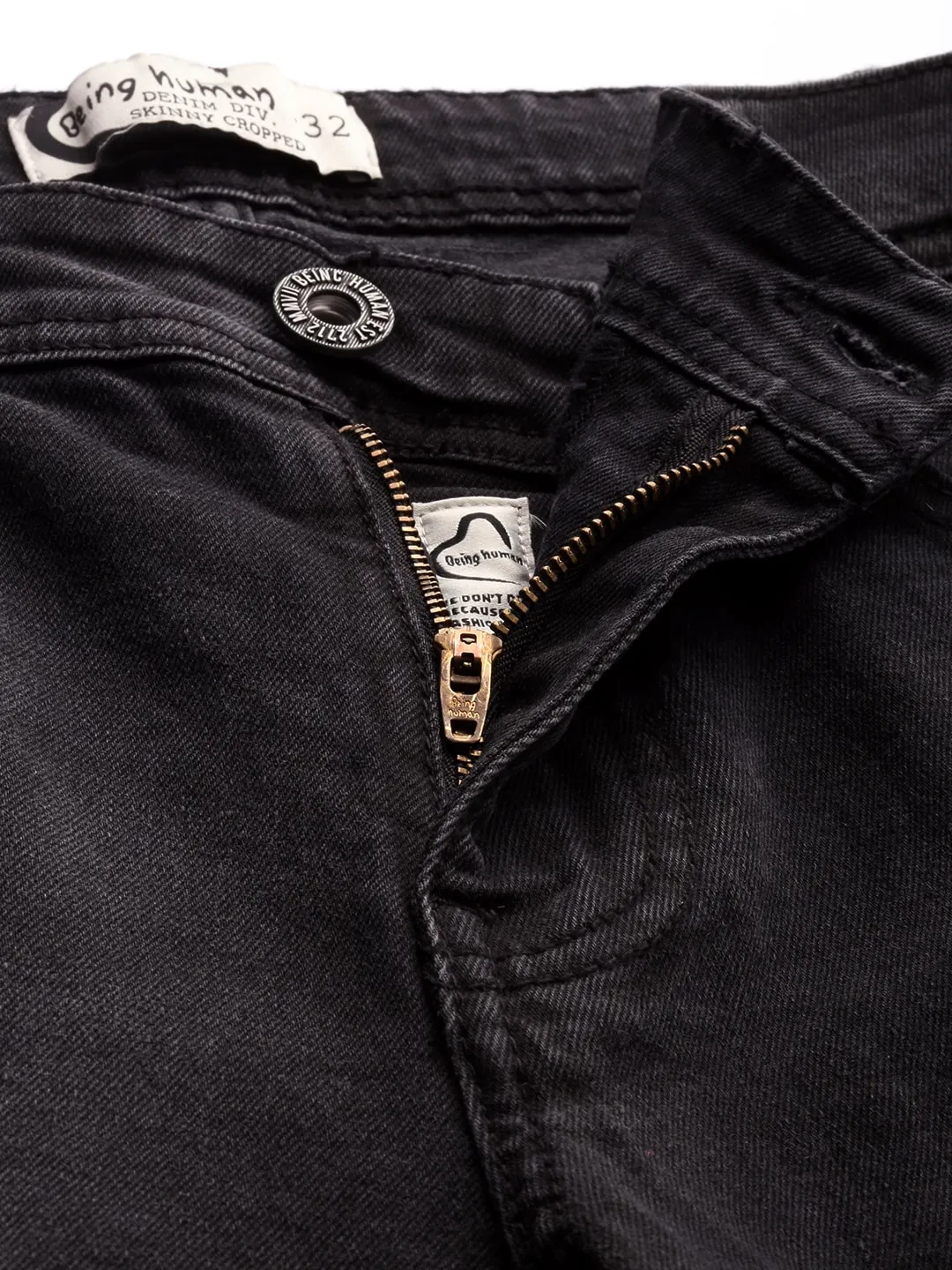 Grey Skinny Cropped Fit Men's Denims by Being Human Clothing - Image 4
