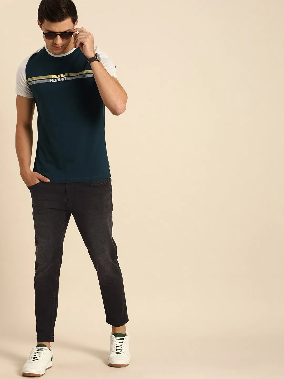 Grey Skinny Cropped Fit Men's Denims by Being Human Clothing - Image 5