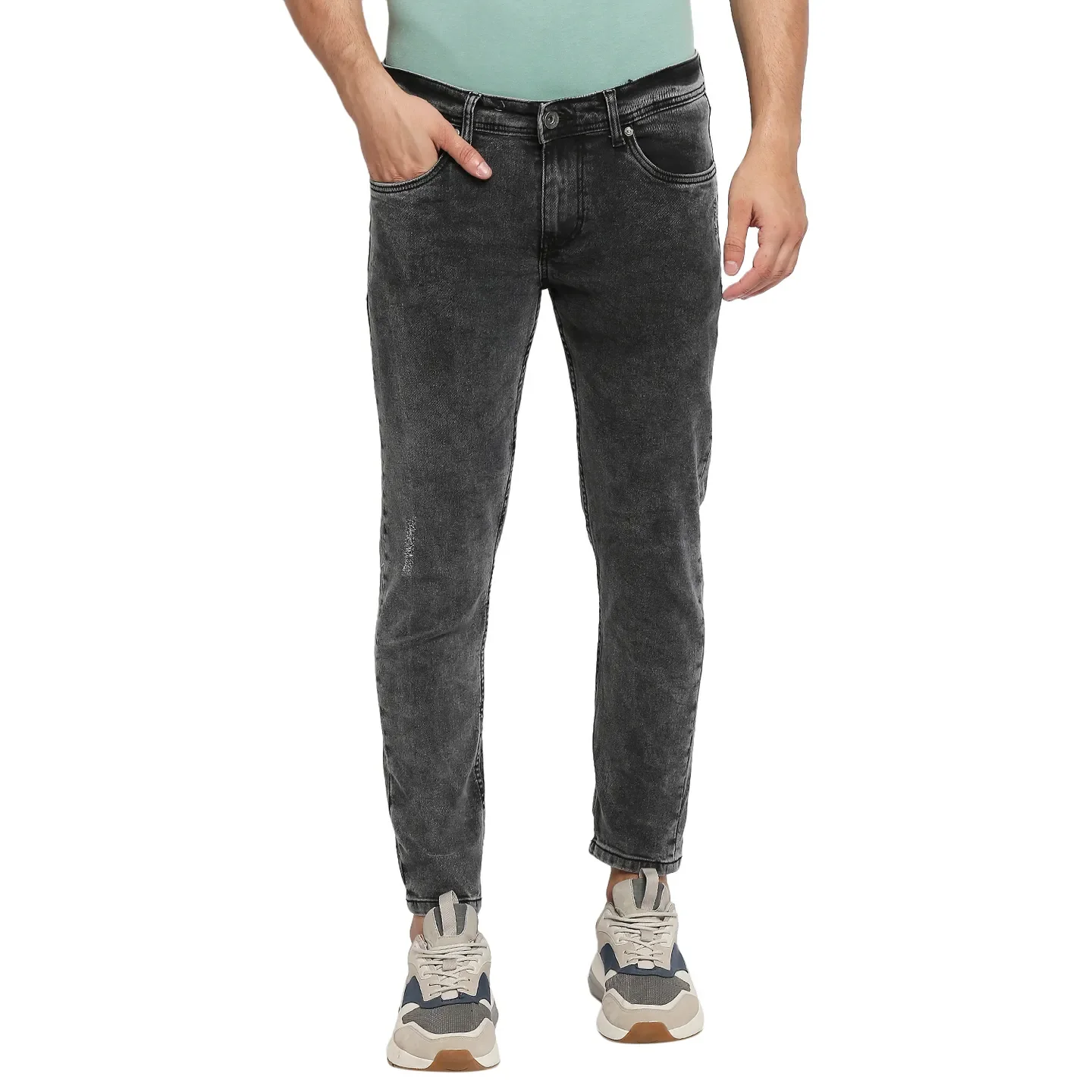 Grey Skinny Cropped Fit Men's Denims by Being Human Clothing