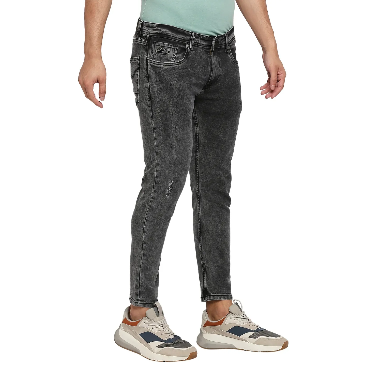 Grey Skinny Cropped Fit Men's Denims by Being Human Clothing - Image 3