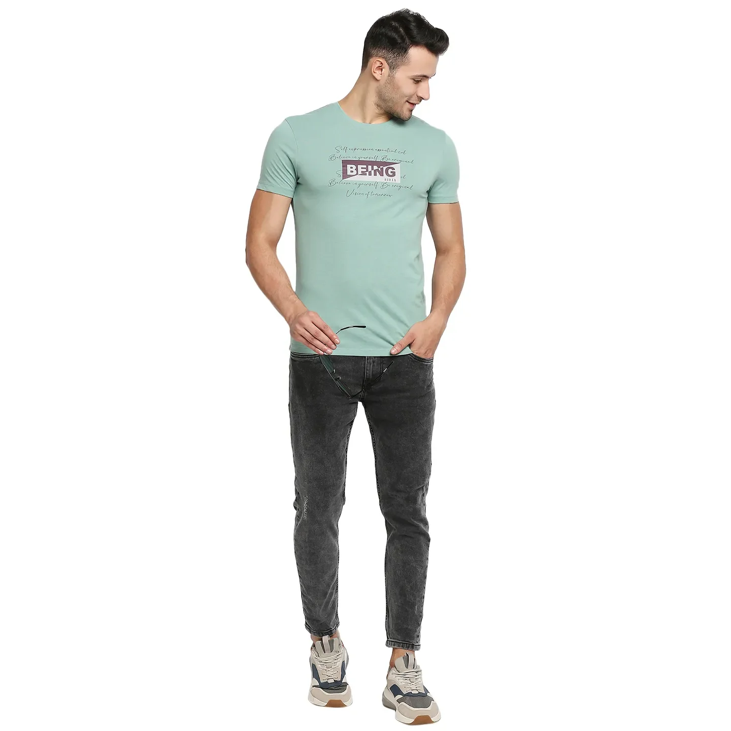 Grey Skinny Cropped Fit Men's Denims by Being Human Clothing - Image 6
