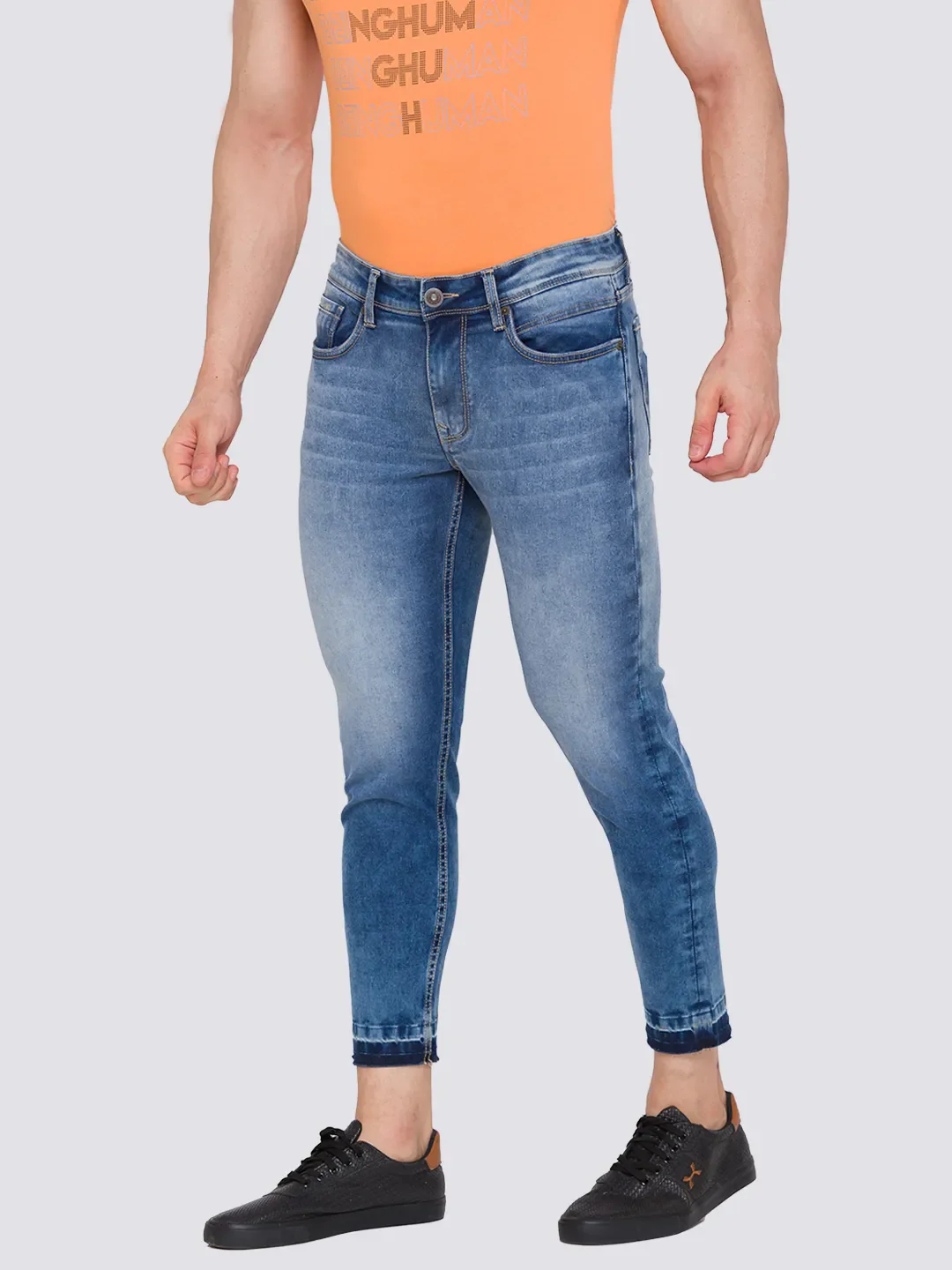 Blue Skinny Cropped Fit Men's Denims by Being Human Clothing - Image 2
