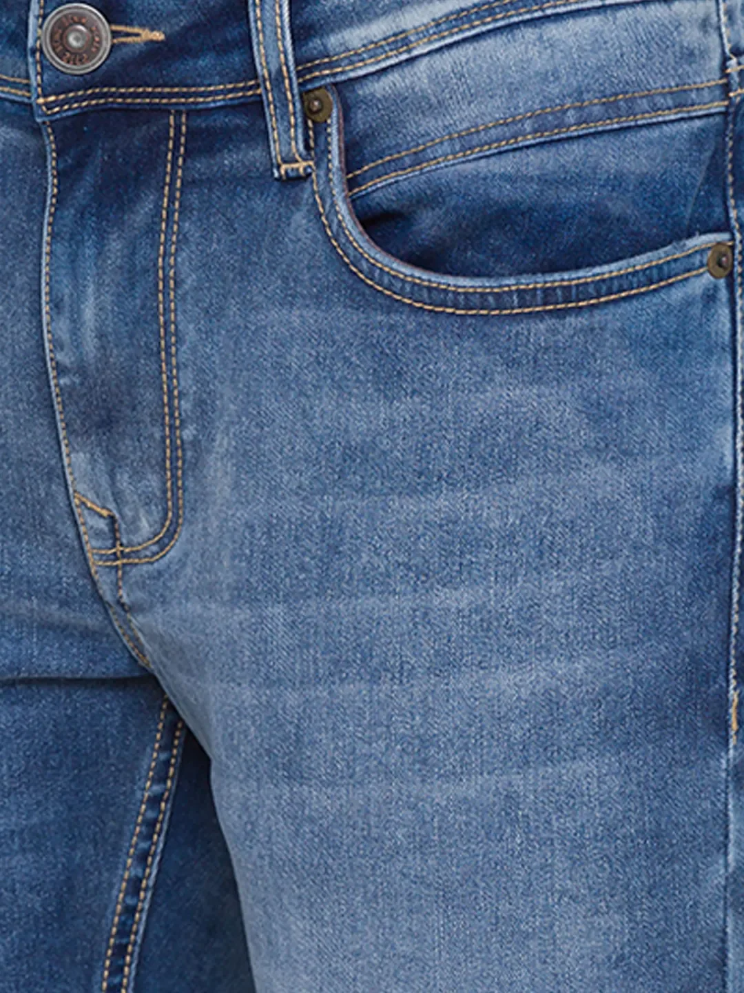 Blue Skinny Cropped Fit Men's Denims by Being Human Clothing - Image 4