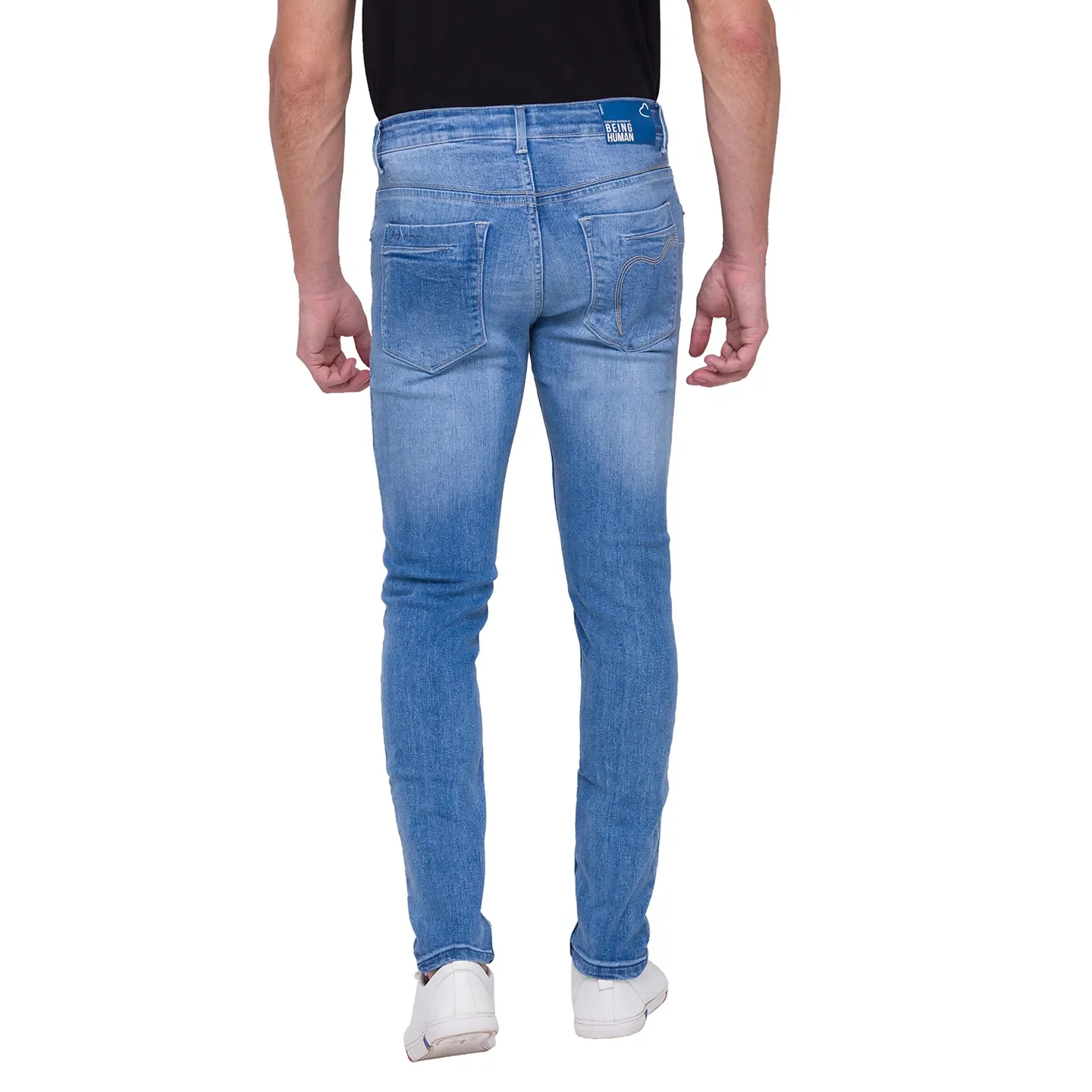 Light Blue Skinny Cropped Fit Denims For Men By Being Human Clothing - Image 2