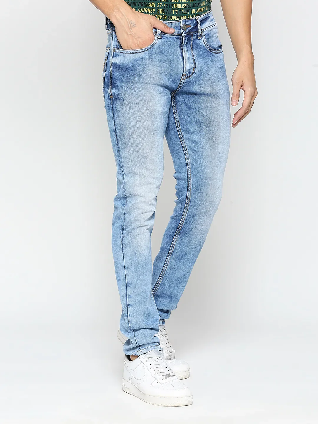 Blue Skinny Cut Fit Men's Denims by Being Human Clothing - Image 3