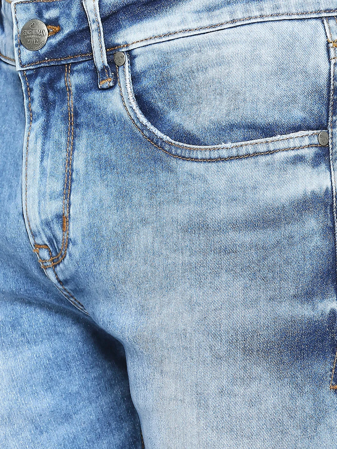 Blue Skinny Cut Fit Men's Denims by Being Human Clothing - Image 5