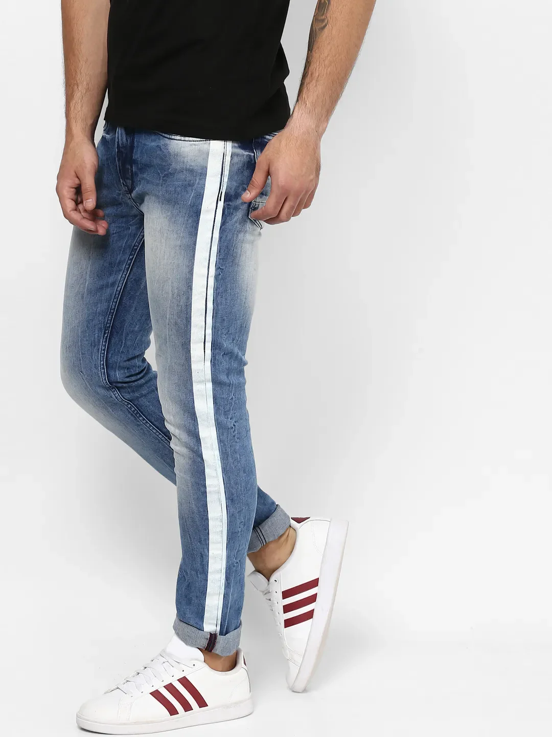 Blue Skinny Cropped Fit Men's Denims by Being Human Clothing - Image 2