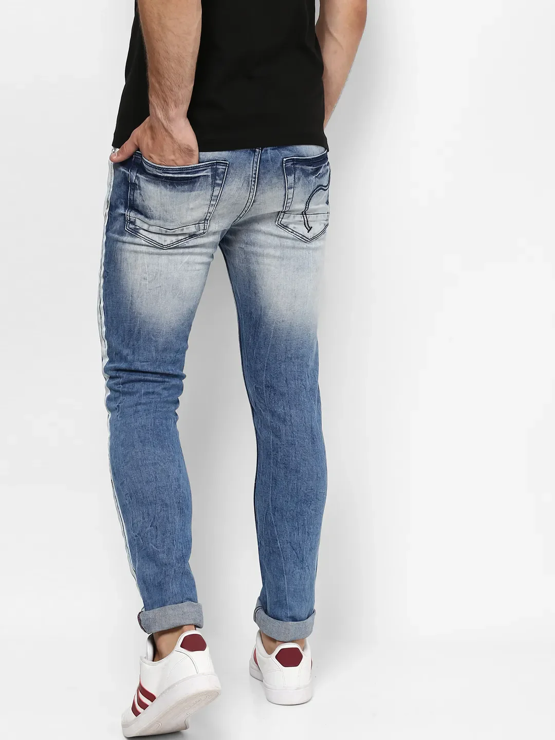 Blue Skinny Cropped Fit Men's Denims by Being Human Clothing - Image 4