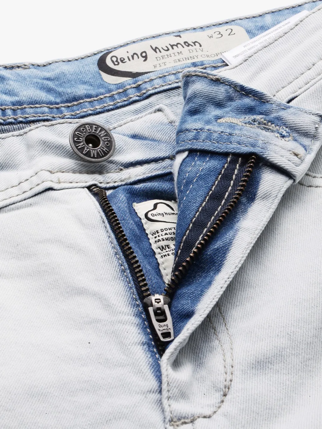 Blue Skinny Cropped Fit Men's Denims by Being Human Clothing - Image 4