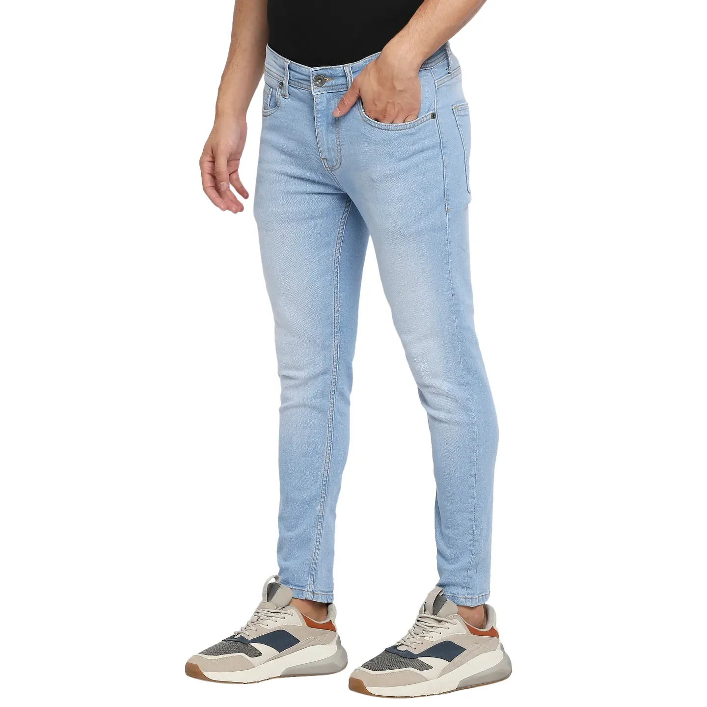 Blue Skinny Cropped Fit Men's Denims by Being Human Clothing - Image 2