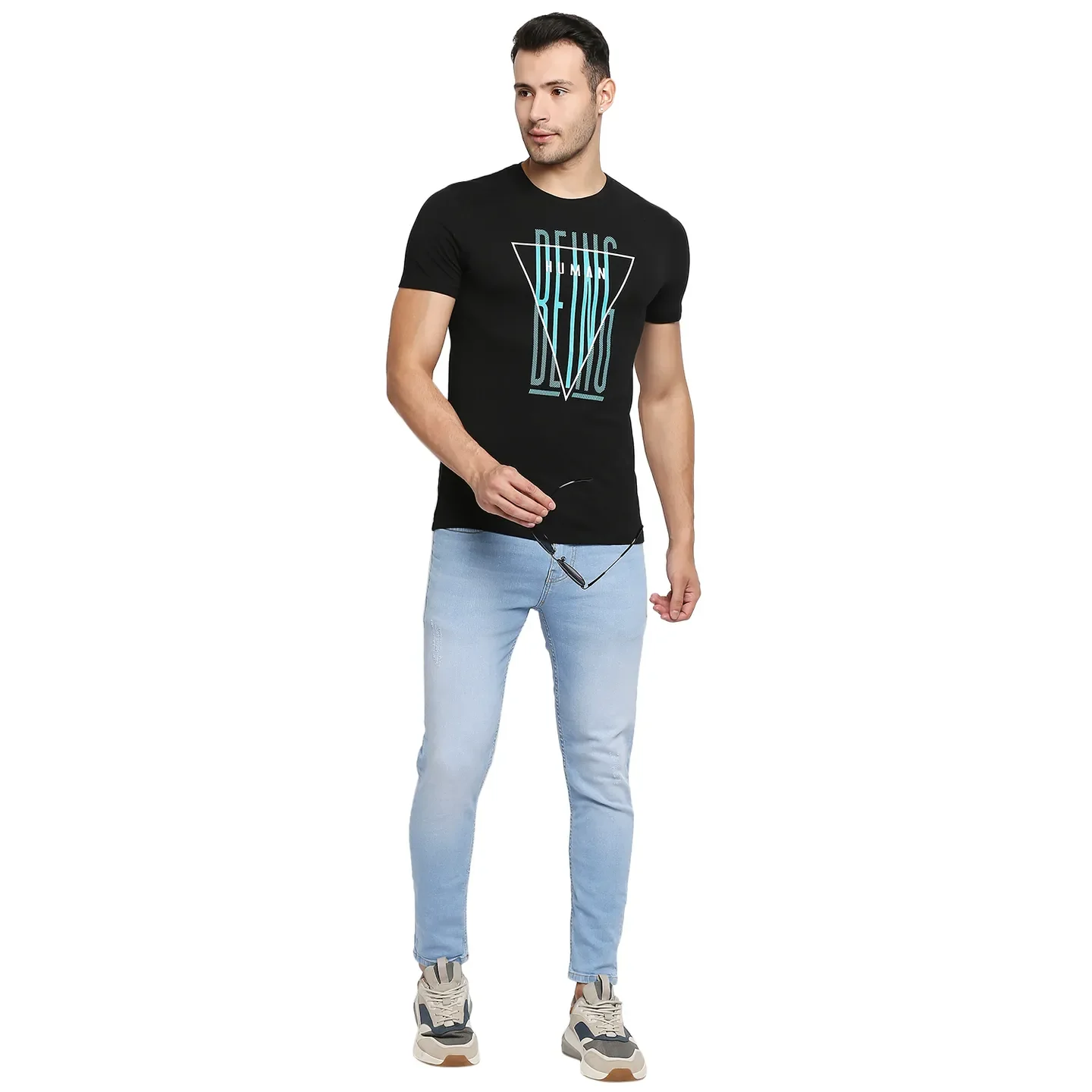 Blue Skinny Cropped Fit Men's Denims by Being Human Clothing - Image 5