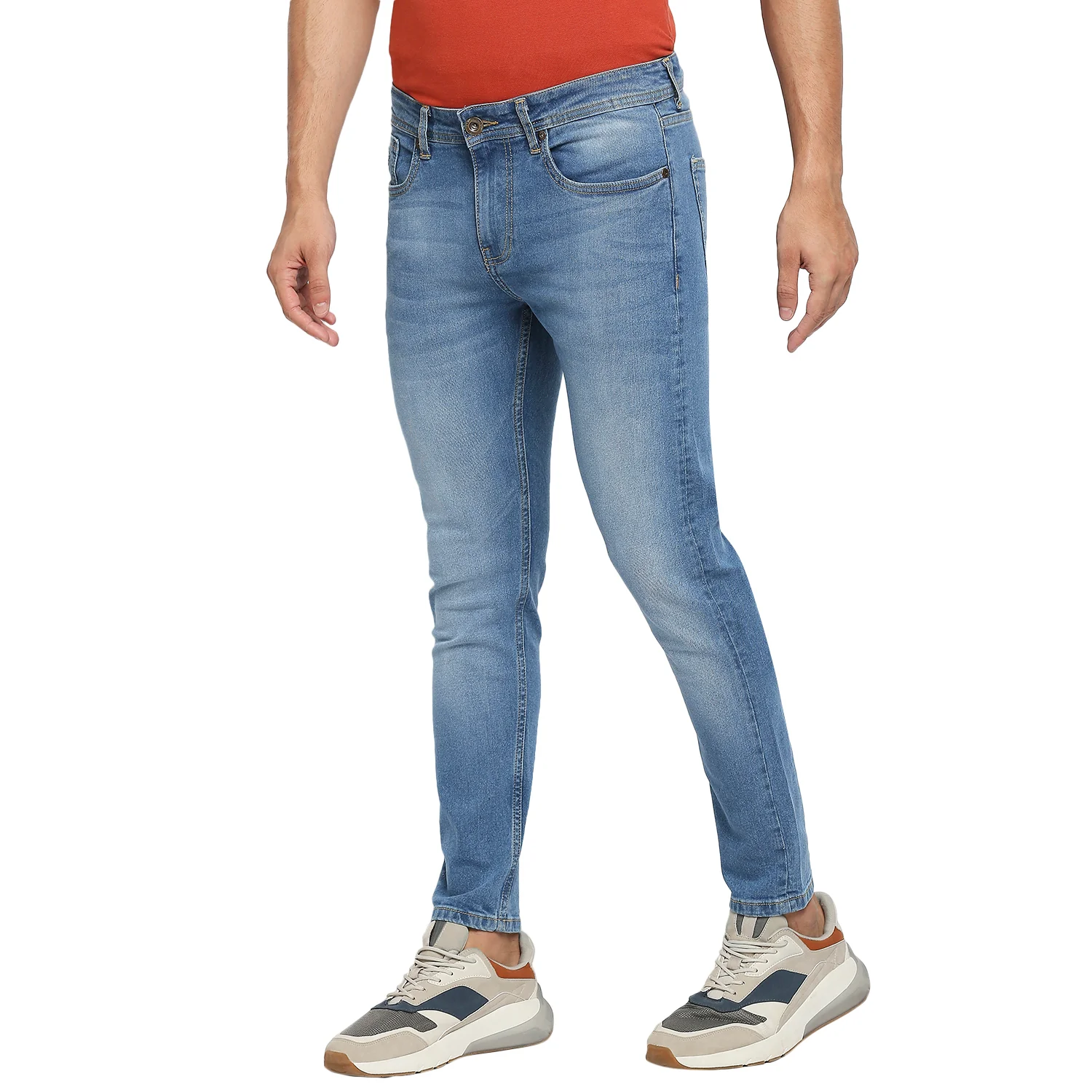 Light Tone Skinny Cropped Fit Denims For Men By Being Human Clothing - Image 3
