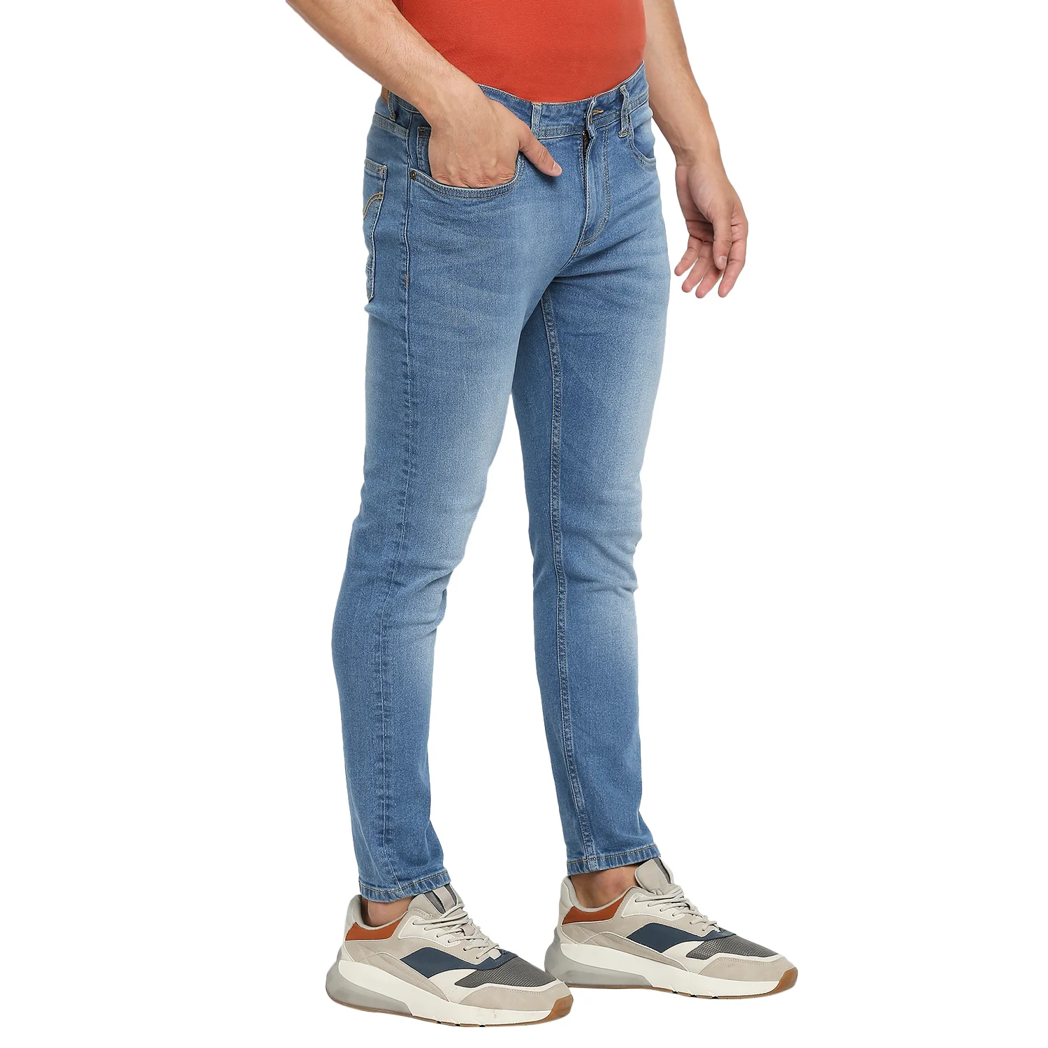 Light Tone Skinny Cropped Fit Denims For Men By Being Human Clothing - Image 5