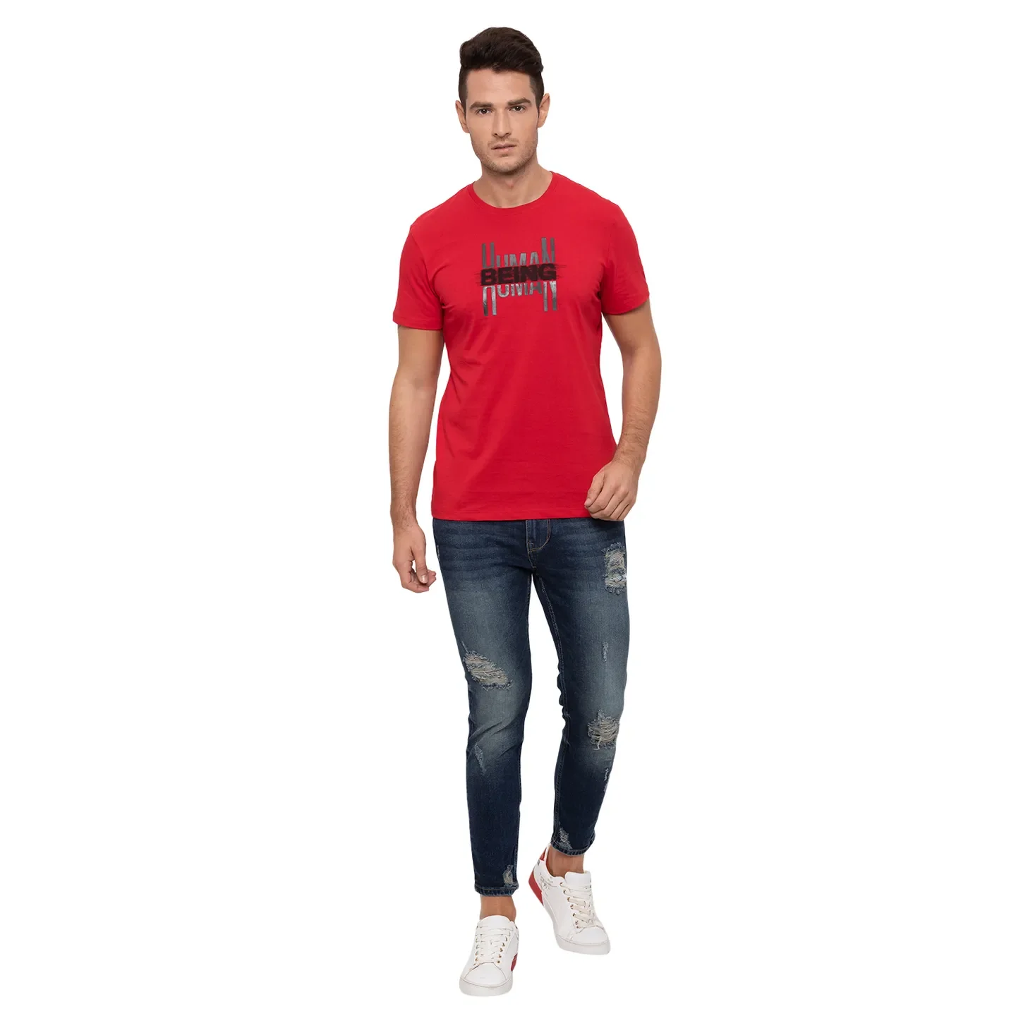 Blue Skinny Cropped Fit Men's Denims by Being Human Clothing - Image 2