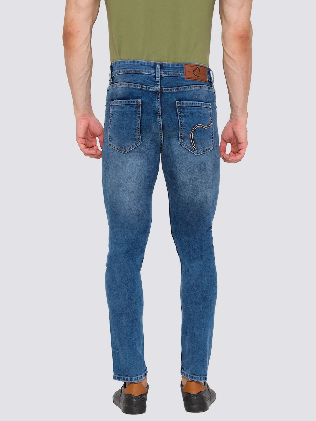 Blue Skinny Cropped Fit Men's Denims by Being Human Clothing - Image 4