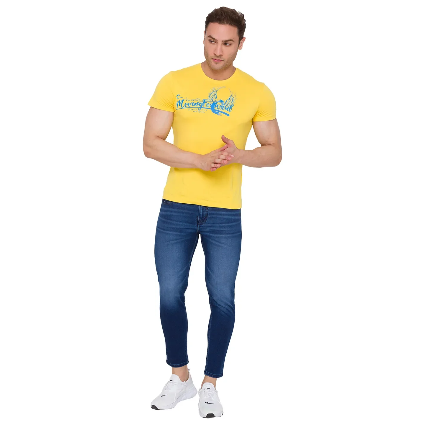 Blue Skinny Cropped Fit Men's Denims by Being Human Clothing - Image 2