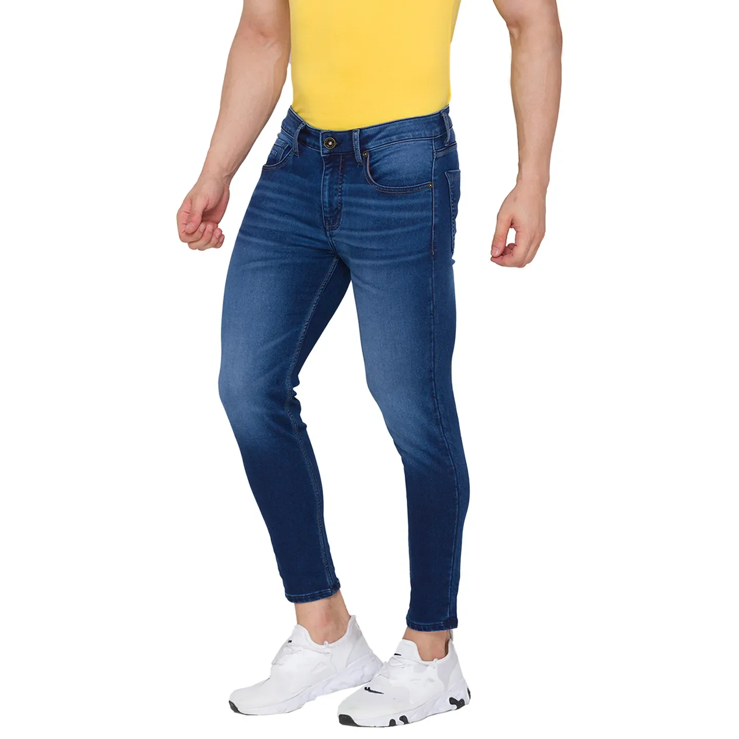 Blue Skinny Cropped Fit Men's Denims by Being Human Clothing - Image 3