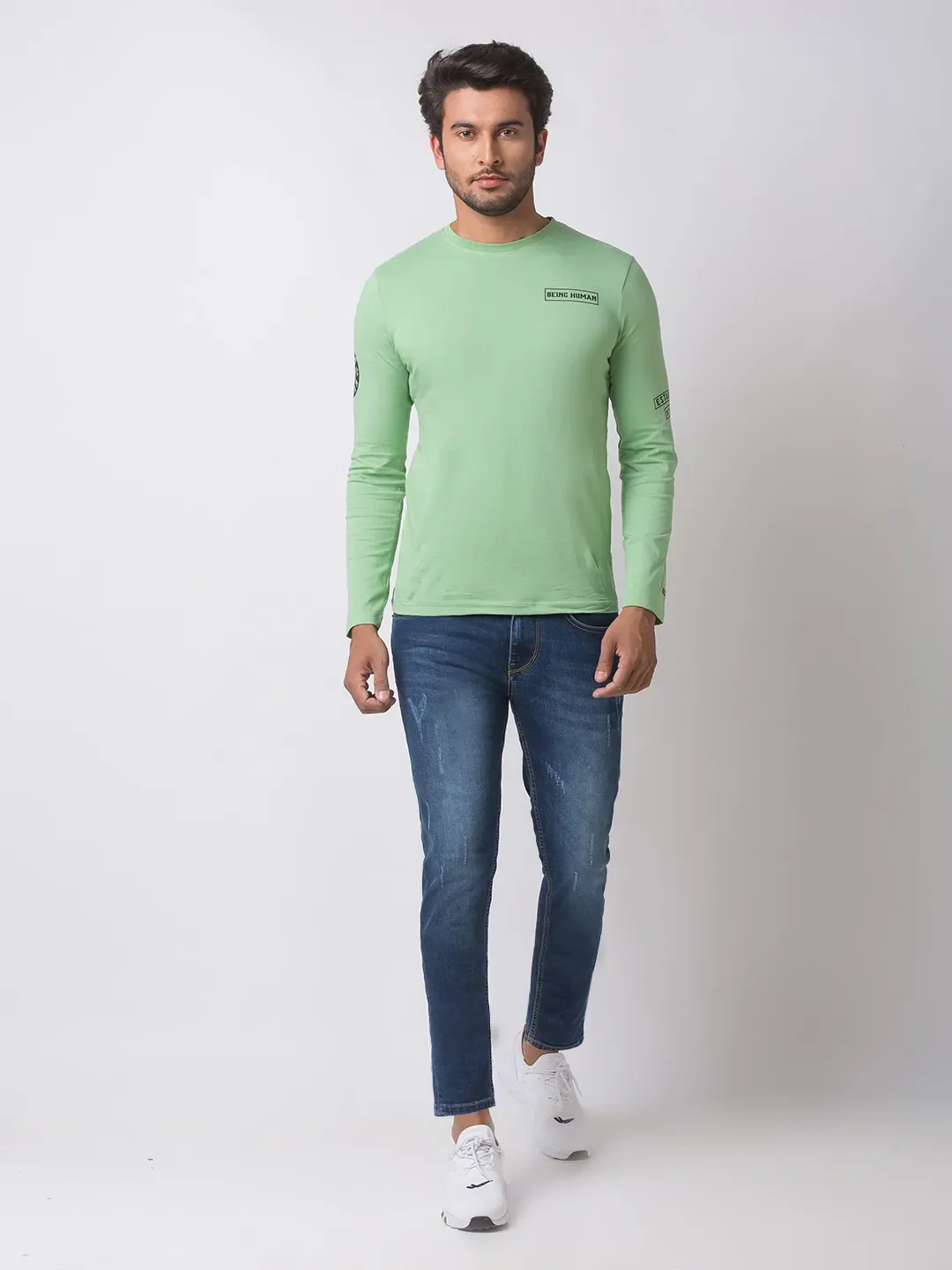 Blue Skinny Cropped Fit Men's Denims by Being Human Clothing - Image 5