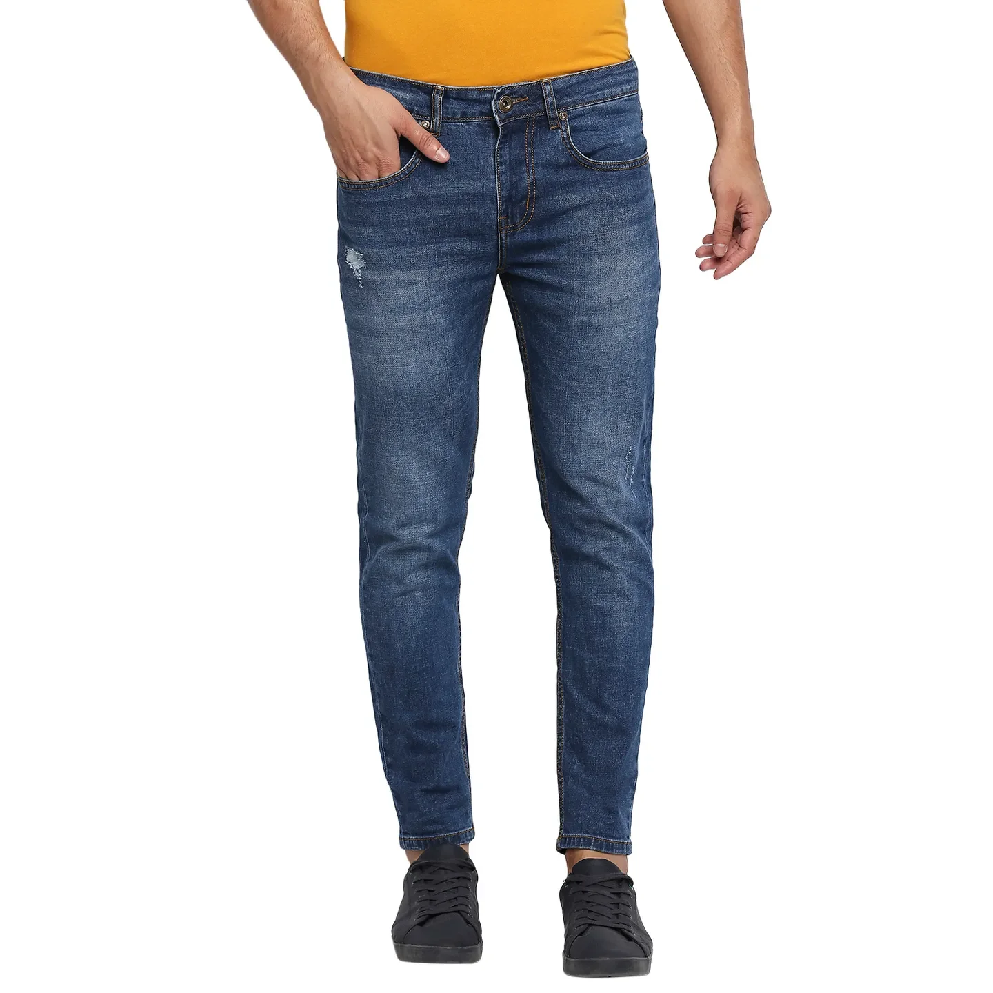 Blue Skinny Cropped Fit Men's Denims by Being Human Clothing